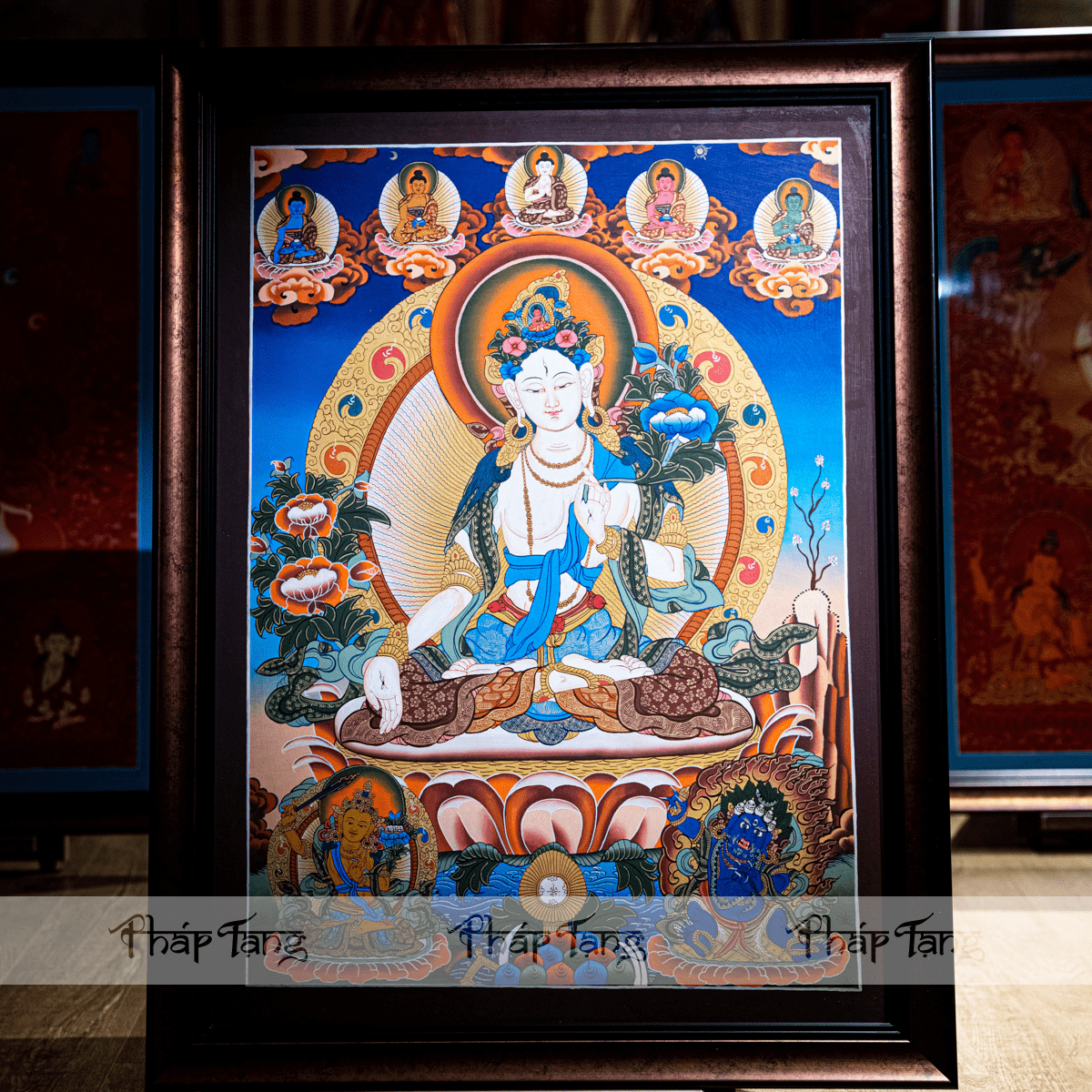 Thangka Đức Phật Mẫu Tara Trắng khổ 82x62cm