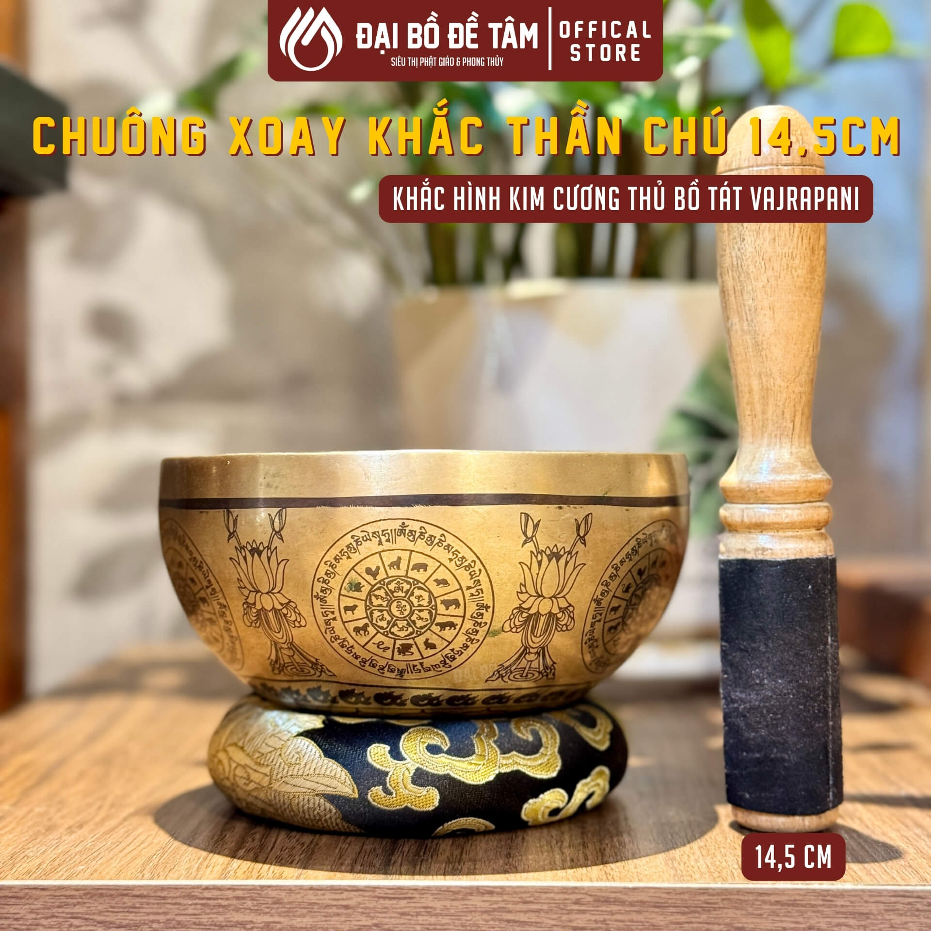 Chuông Xoay Tây Tạng Kim Cương Thủ Bồ Tát 14,5cm – Năng Lượng Giác Ngộ