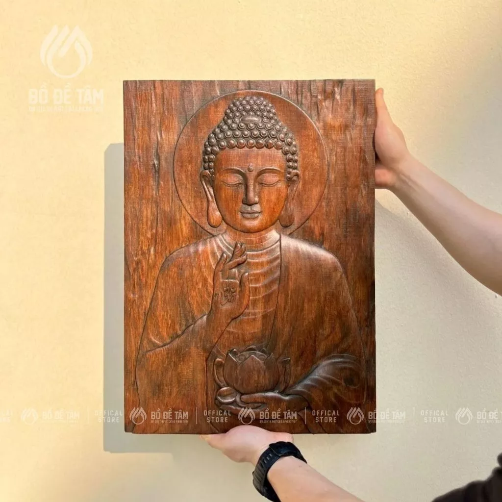 Tranh Gỗ Phật Giáo Tác Phẩm "Diệu Tâm", Tranh Treo Tường/Để Bàn