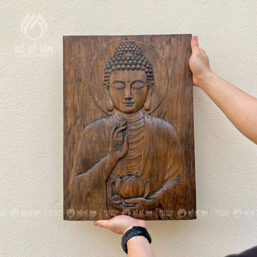 Tranh Gỗ Phật Giáo Tác Phẩm "Diệu Tâm", Tranh Treo Tường/Để Bàn