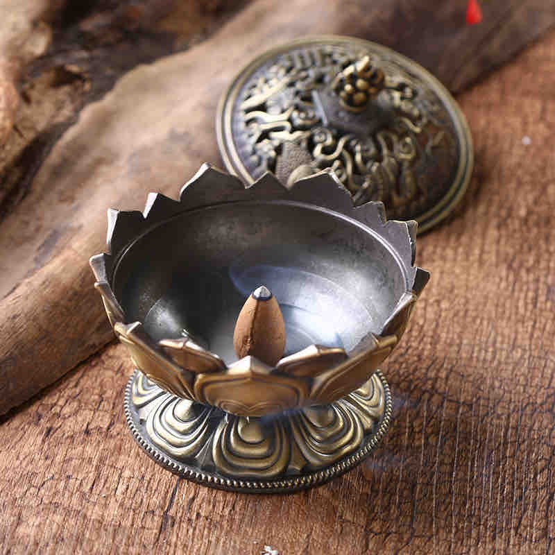 Lư xông trầm hợp kim hình hoa sen dùng cho nụ trầm