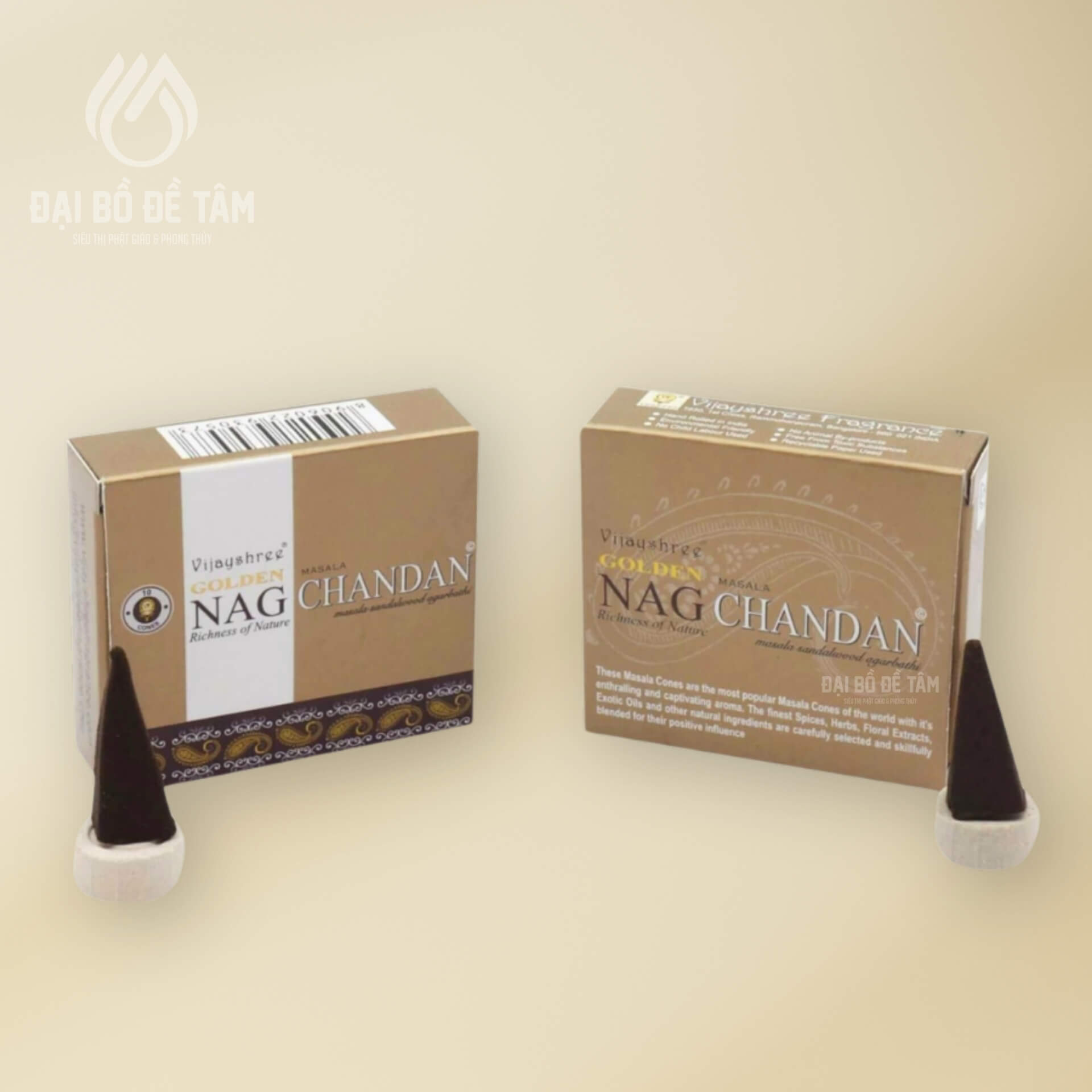 Nhang Trầm Nụ Ấn Độ Nag Golden Chandan Masala (Hộp 10 Nụ) | Siêu Thị Bồ Đề Tâm