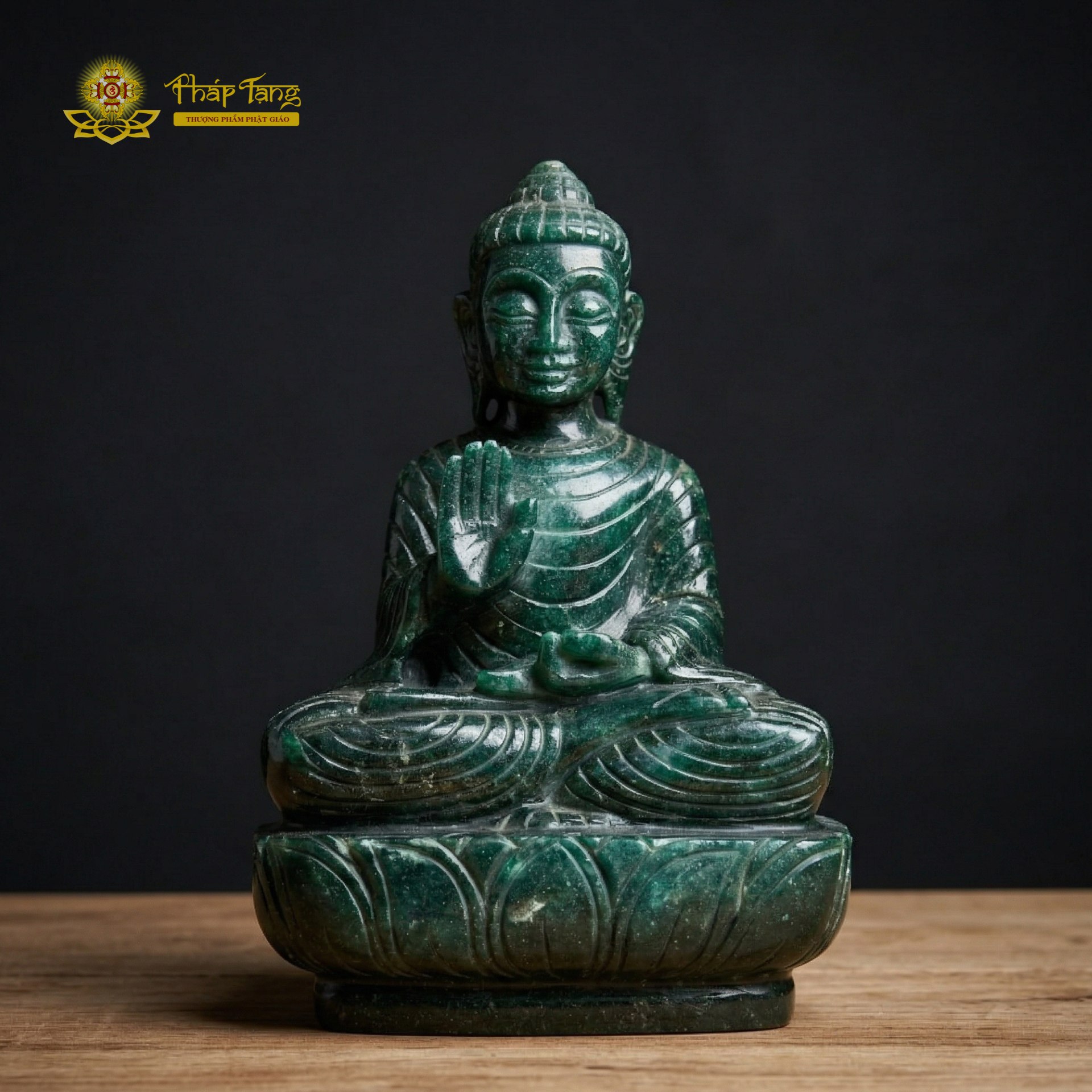 Tôn tượng Phật Thích Ca đá xanh Ấn Độ tự nhiên 16cm