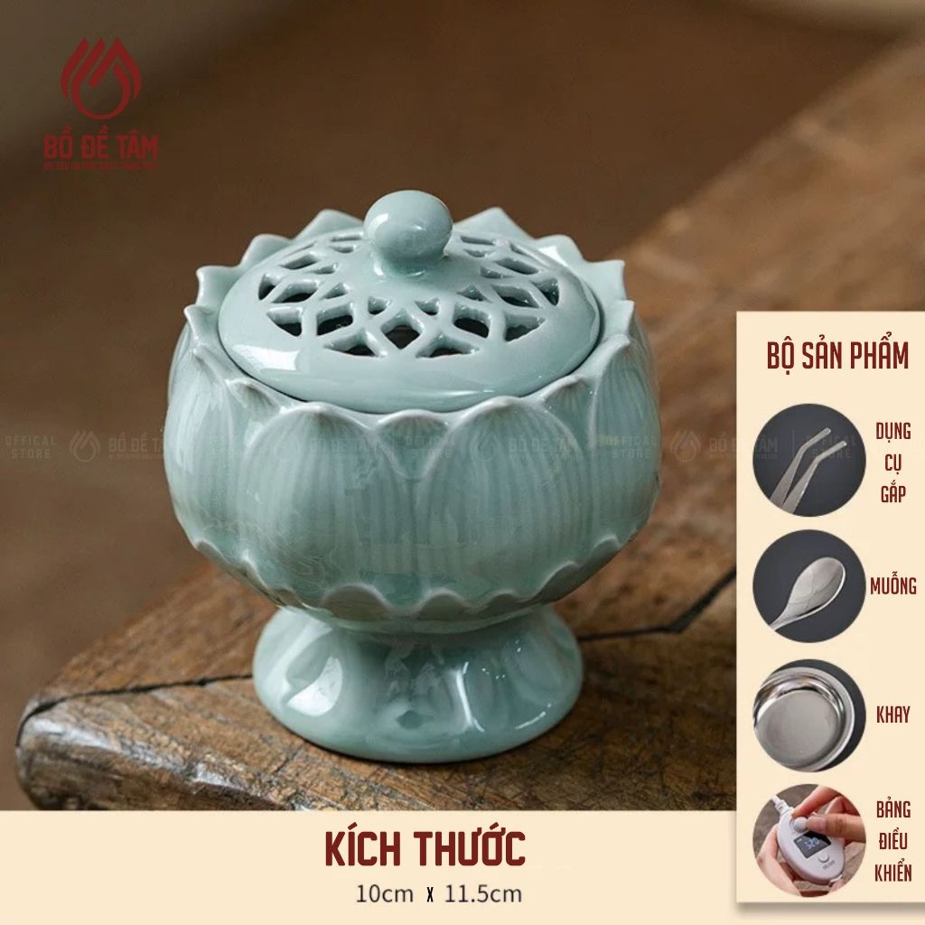Lư Xông Trầm Điện Hoa Sen Xanh Ngọc Siêu Thị Bồ Đề Tâm | Bí Kíp Thơm Nhà, Chill Cực Đã