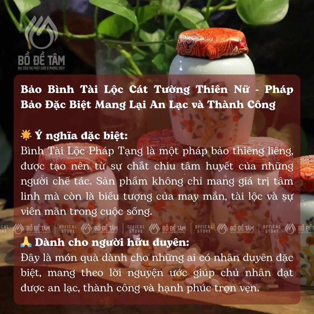 Bình Tài Lộc Cát Tường Thiên Nữ Pháp Bảo Tăng Tài Lộc Bình An
