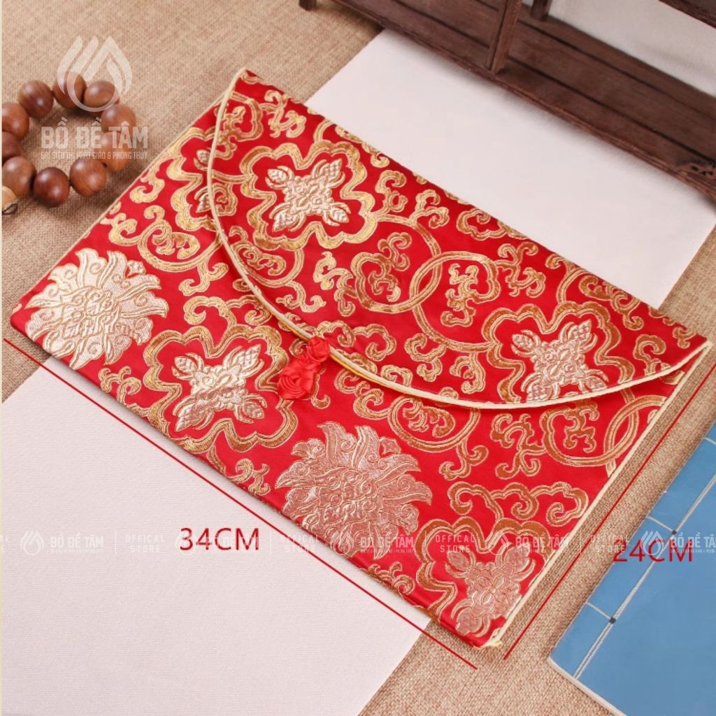 Túi Vải Gấm Đựng Kinh Sách Họa Tiết Phật Giáo Trang Trọng | Siêu Thị Bồ Đề Tâm