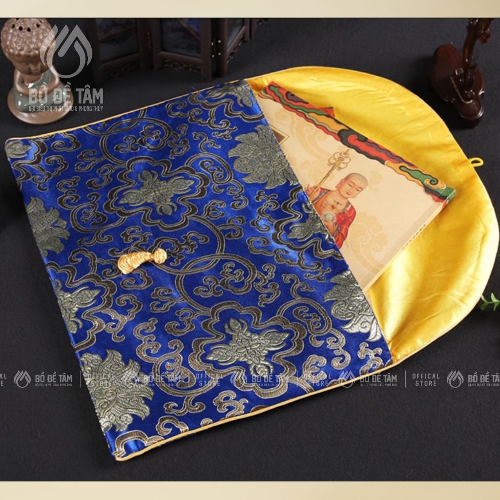 Túi Vải Gấm Đựng Kinh Sách Họa Tiết Phật Giáo Trang Trọng | Siêu Thị Bồ Đề Tâm