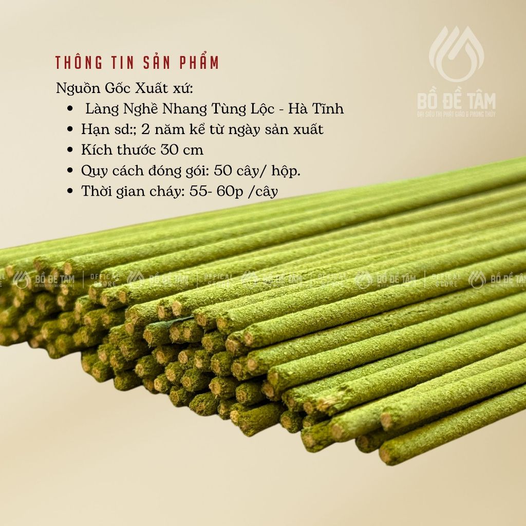 Nhang Thảo Mộc Tự Nhiên Hộp 50 Cây, Ít Khói, Thơm Mát, An Toàn | Siêu Thị Bồ Đề Tâm