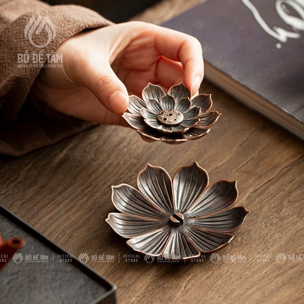 Đế Cắm Nhang Hoa Sen Hợp Kim 3 Tầng Siêu Thị Bồ Đề Tâm – Dùng Cho Nhang Tăm, Nhang Vòng, Trầm Nụ