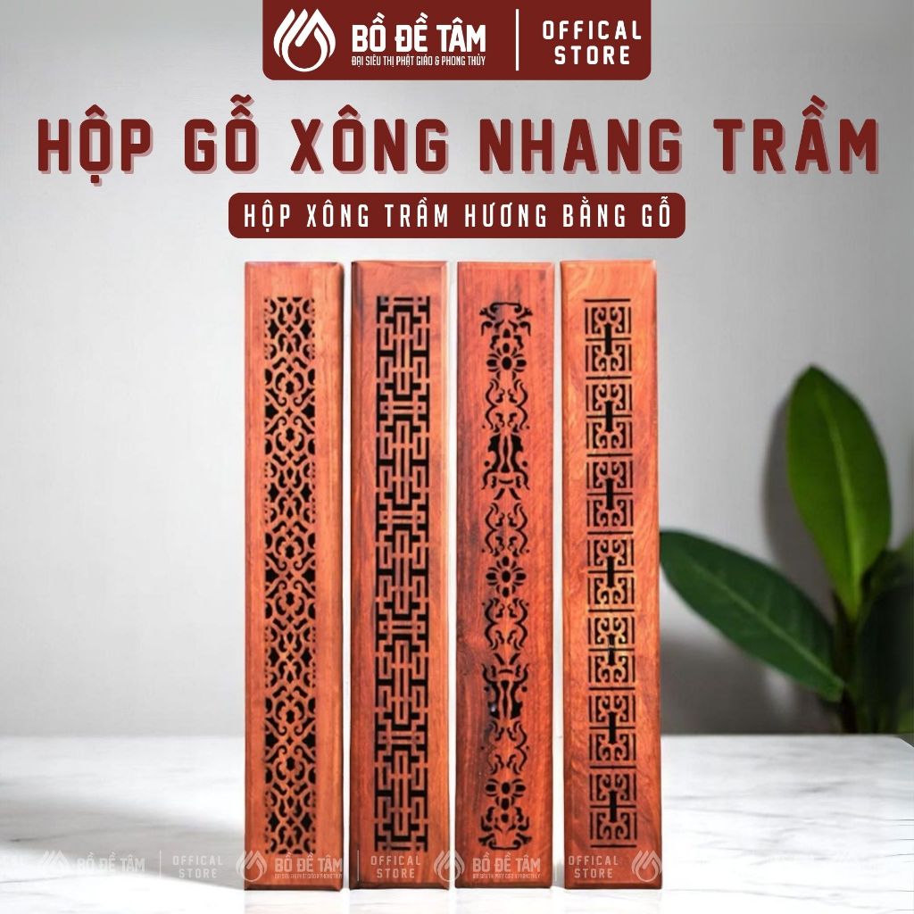 Hộp Gỗ Xông Trầm Không Tăm Bằng Gỗ Hương, Đốt Nhang Thanh Thư Giãn | Siêu Thị Bồ Đề Tâm
