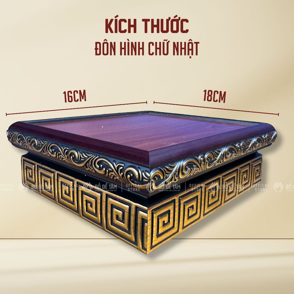 Đôn Gỗ Hình Chữ Nhật Kê Tượng Phật, Lư Hương, Vật Phẩm Phong Thủy | Siêu Thị Bồ Đề Tâm