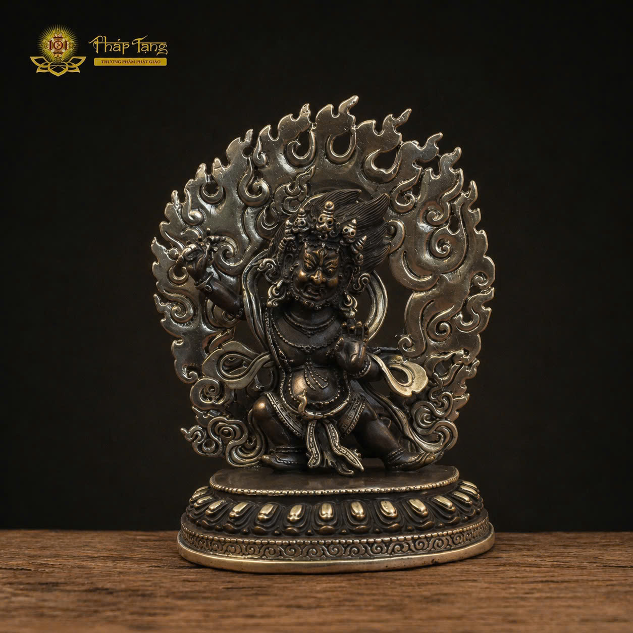 Tôn tượng Đức Hộ Pháp Mahakala đồng Nepal cao 13cm — phẫn nộ tướng