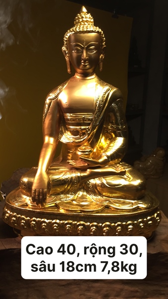 ĐỨC BỔN SƯ ẤN ĐỘ ĐỒNG DÁT VÀNG 9999 ĐB CAO 40CM