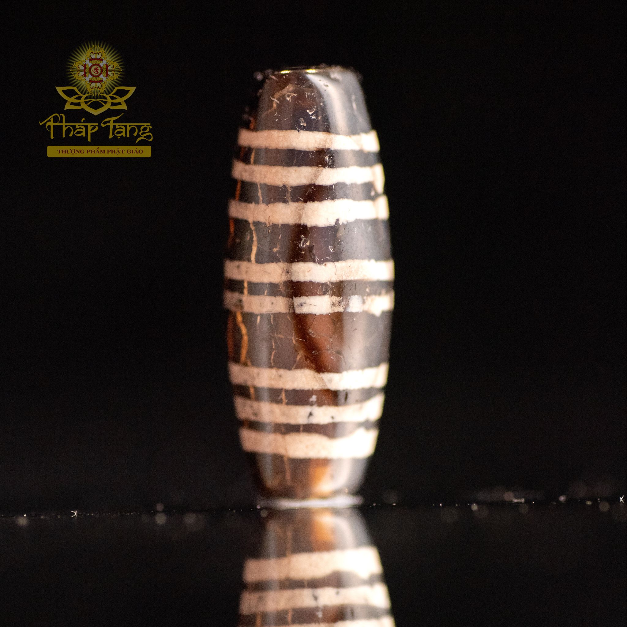 Pum Dzi Cổ Tây Tạng (Dzi Sọc Ngang) - Hạt Trống 3cm