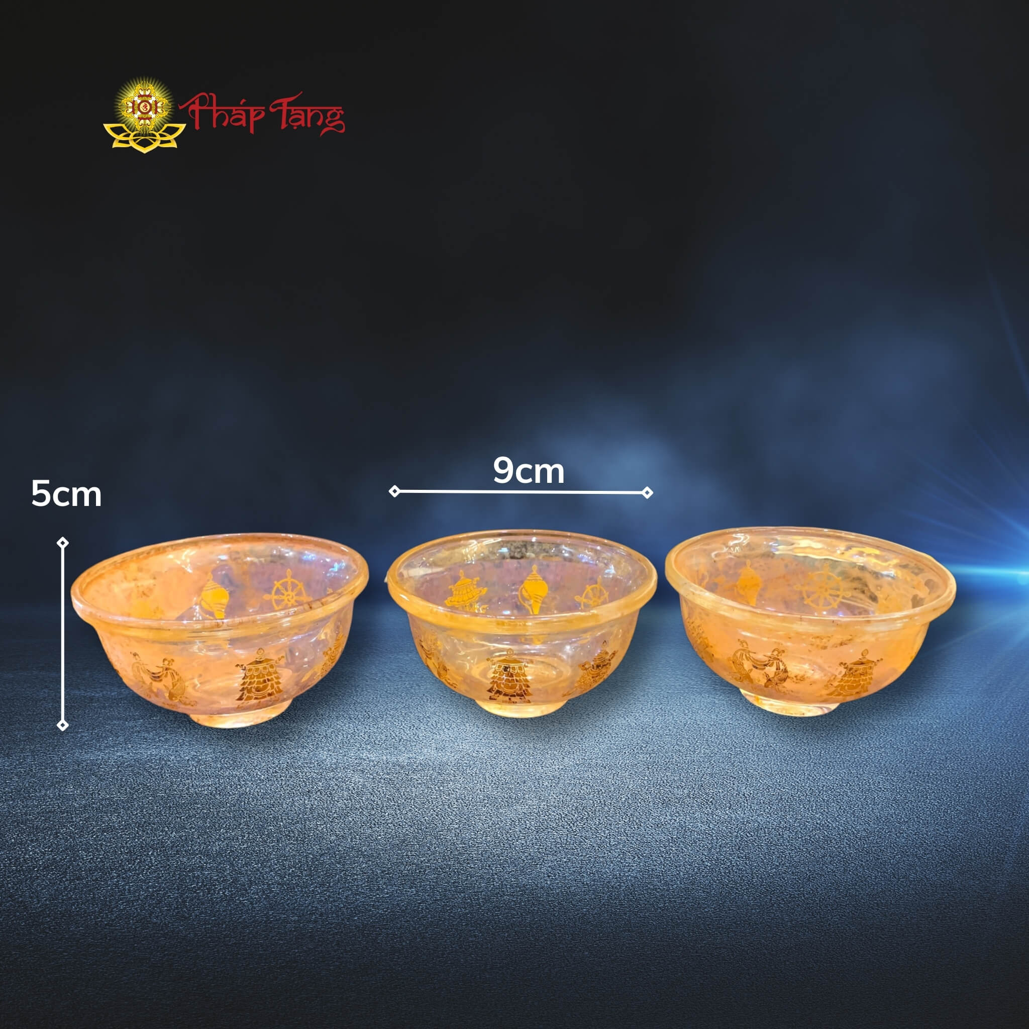 BỘ CHÉN LƯU LY CỔ BÁT CÁT TƯỜNG ĐK 9CM