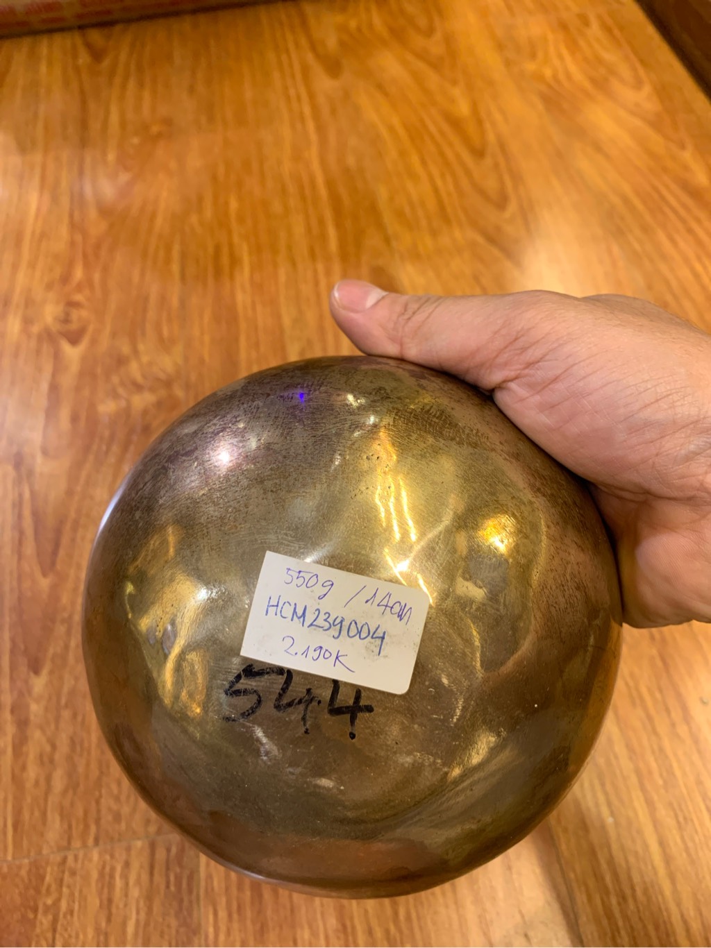 CHUÔNG XOAY TIBET MÀU VÀNG 14CM 550g