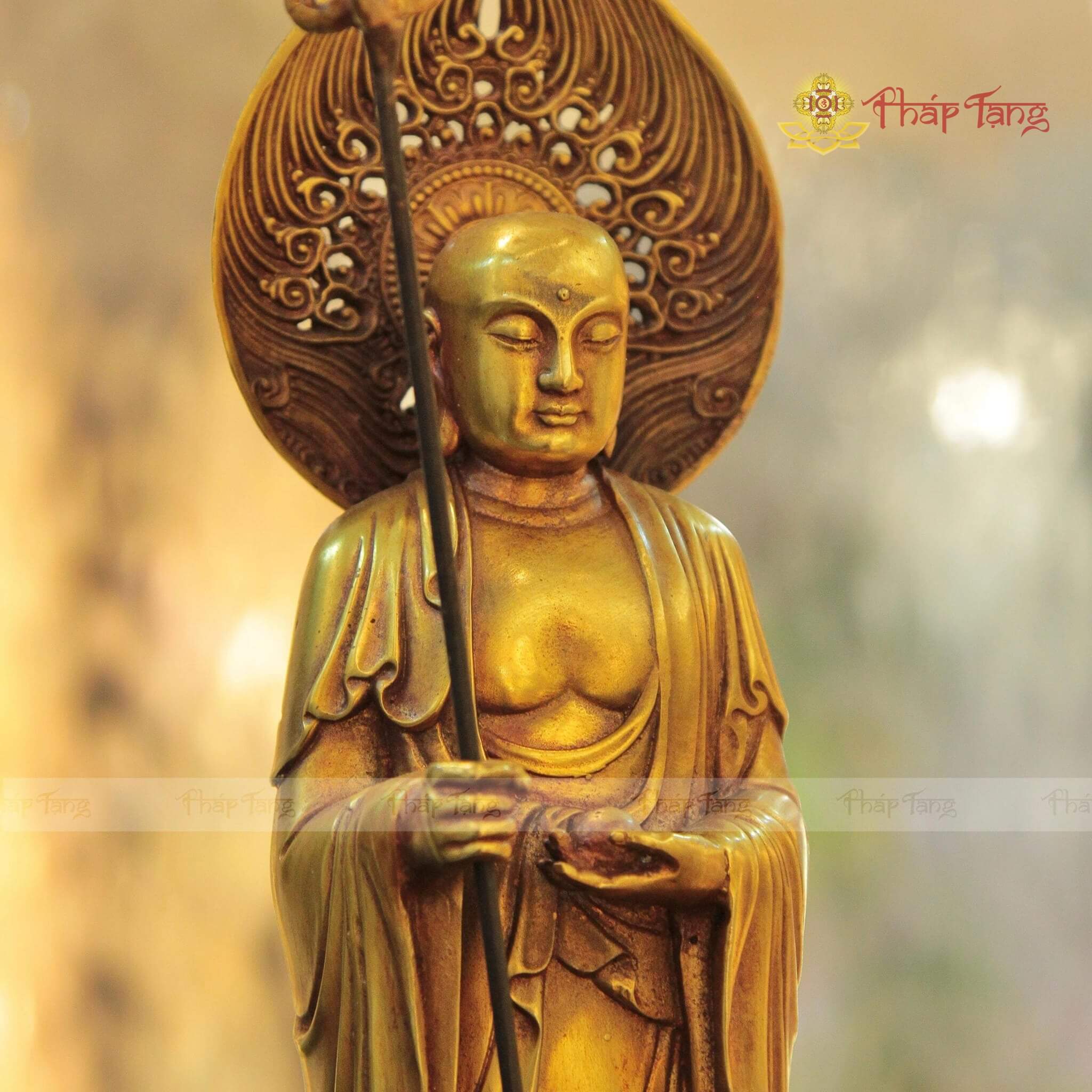 Địa Tạng Bồ Tát Đồng Vàng Xưa 37cm