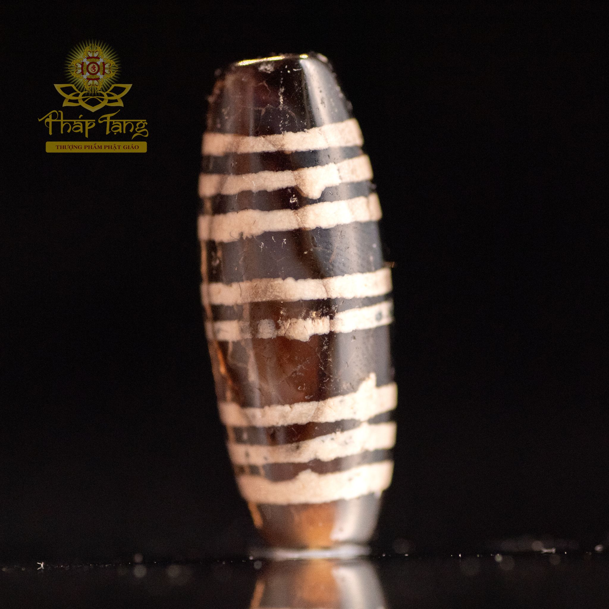 Pum Dzi Cổ Tây Tạng (Dzi Sọc Ngang) - Hạt Trống 3cm