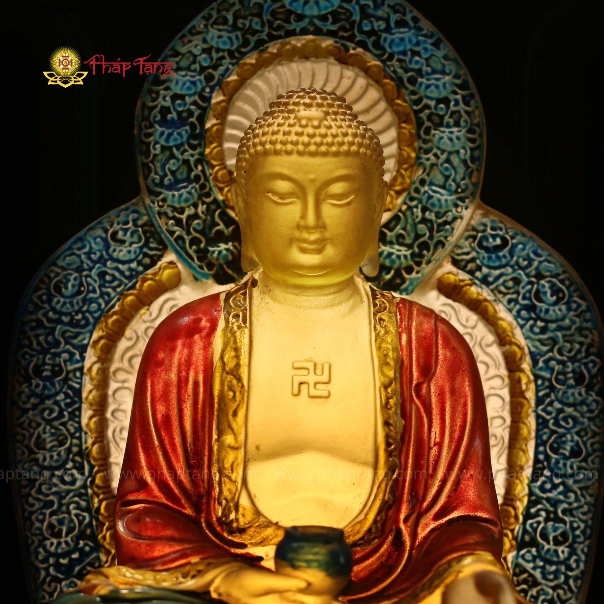 ĐỨC PHẬT A DI ĐÀ LƯU LY XƯA 20CM