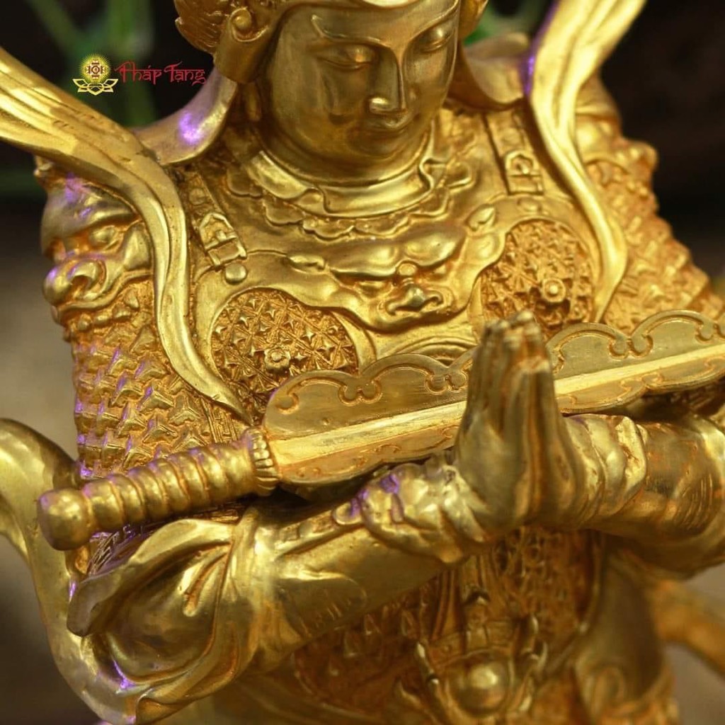 TÔN TƯỢNG HỘ PHÁP VI ĐÀ TÔN THIÊN BỒ TÁT ĐỒNG VÀNG CŨ 60CM