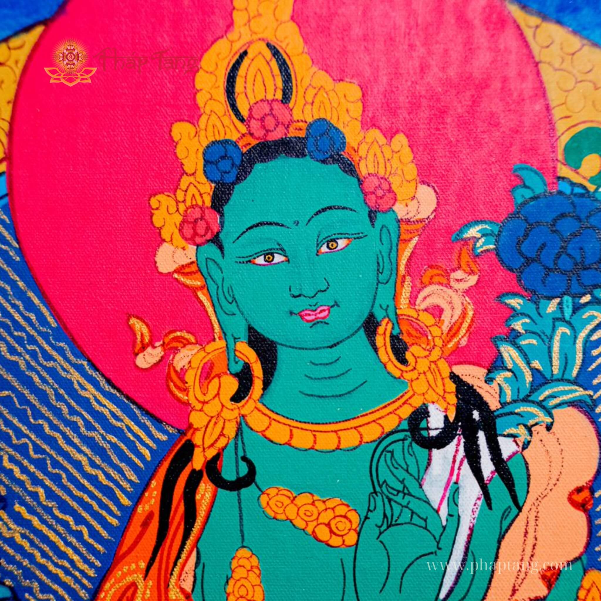 THANGKA BỒ TÁT TARA XANH KT 22X29CM