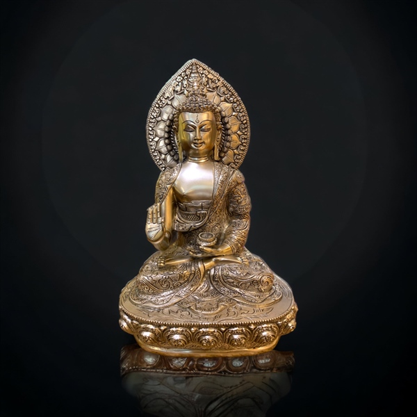 ĐỨC BỔN SƯ THÍCH CA ĐỒNG MẠ BẠC ẤN ĐỘ 36CM