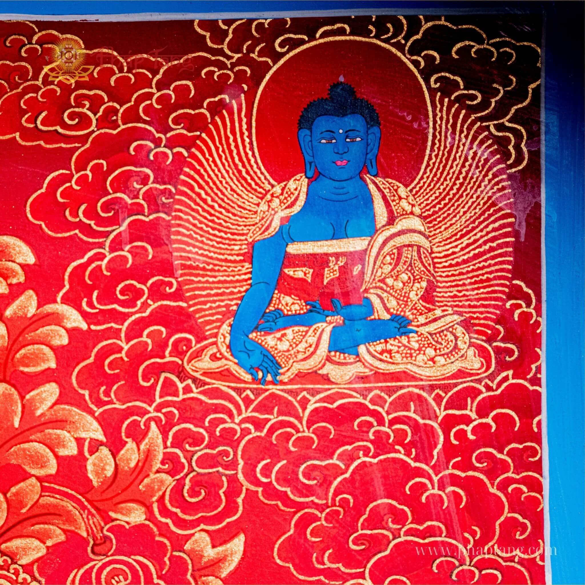 THANGKA NỀN ĐỎ ĐẶC BIỆT PHỔ HIỀN BỒ TÁT KT 91X66cm