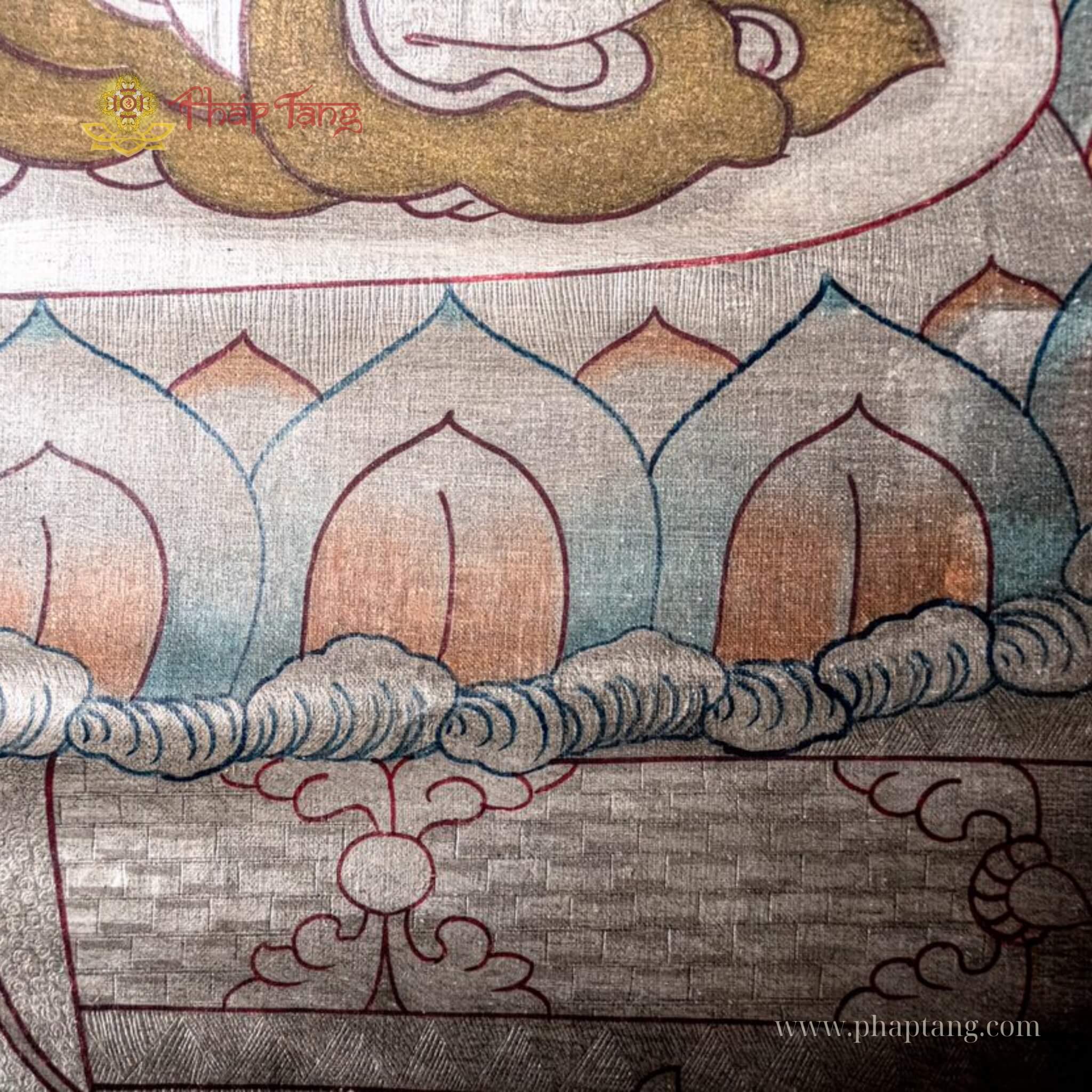 THANGKA ĐỨC BỔN SƯ VẼ TAY PHIÊN BẢN XƯA TU VIỆN GOMPA