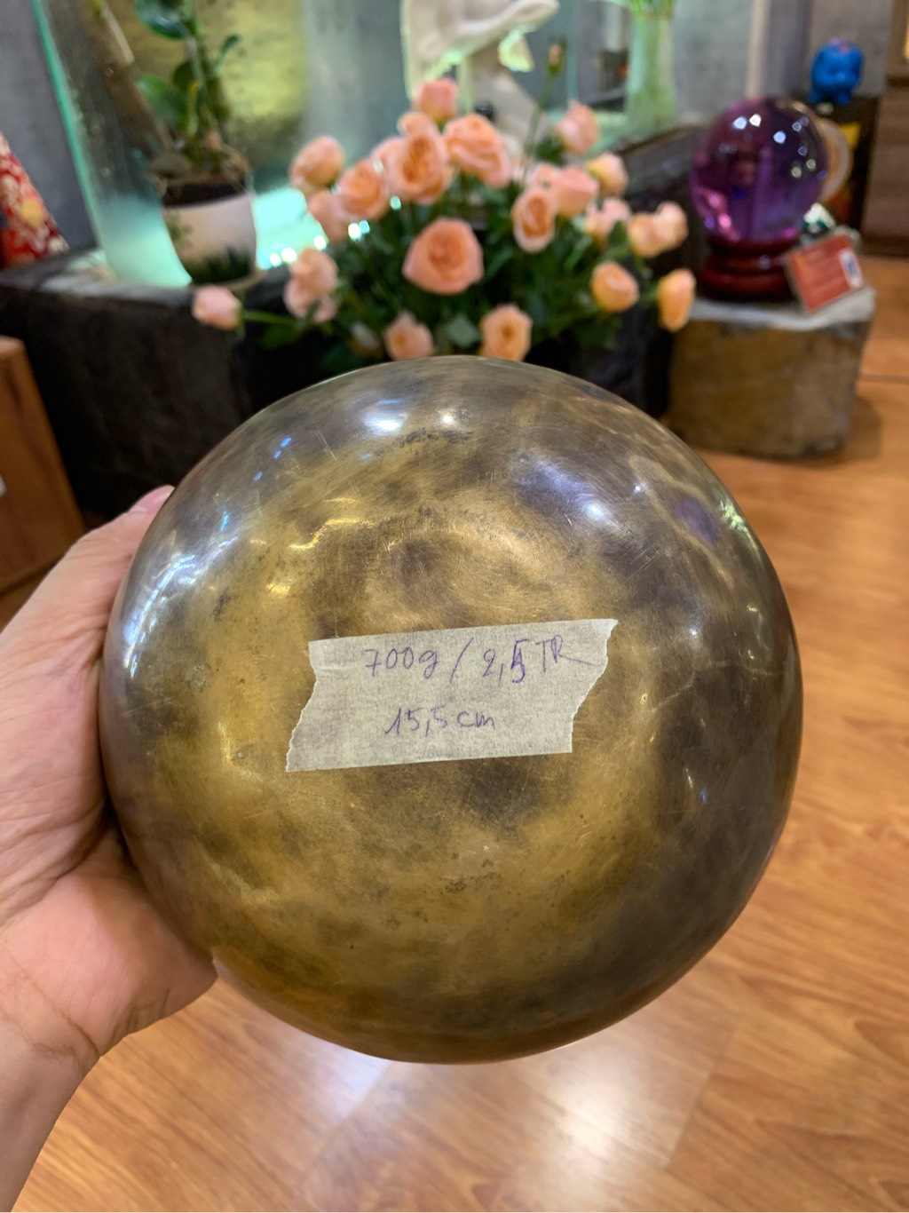 CHUÔNG XOAY ĐỒNG THỦ CÔNG TRƠN 15,5cm/700g