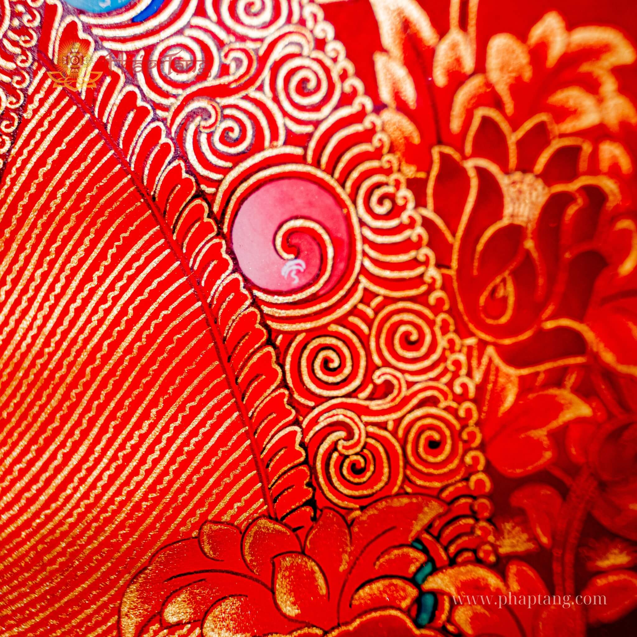 THANGKA NỀN ĐỎ ĐẶC BIỆT PHỔ HIỀN BỒ TÁT KT 91X66cm