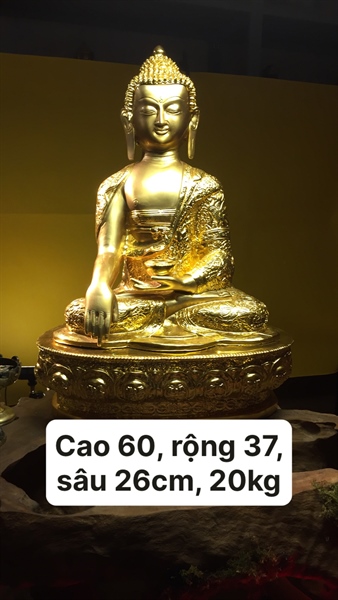 ĐỨC BỔN SƯ ÁO CHẠM TRỔ ẤN ĐỘ DÁT VÀNG 9999 ĐB CAO 60CM