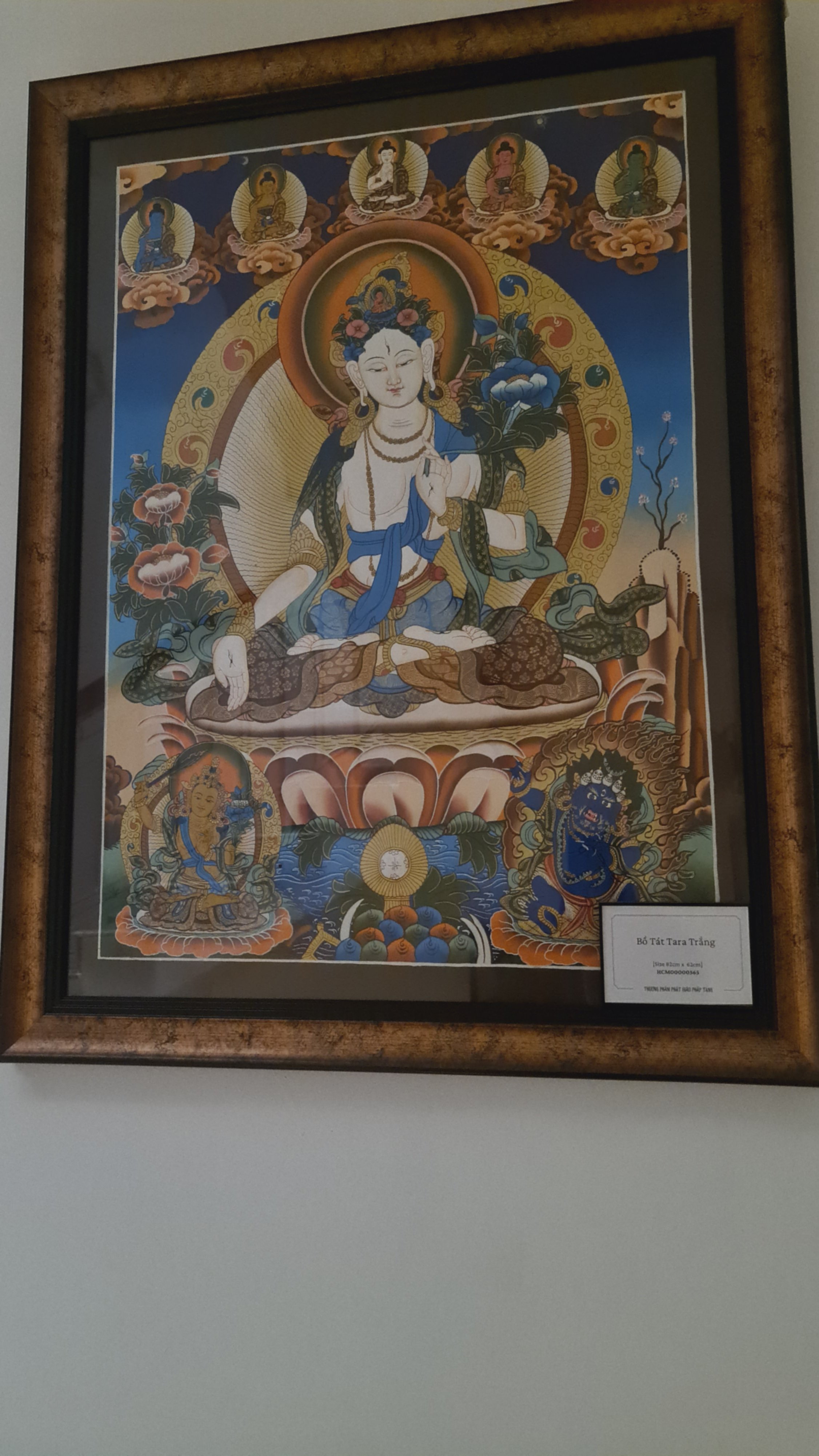 THANGKA BỒ TÁT TARA TRẮNG KT82X62cm