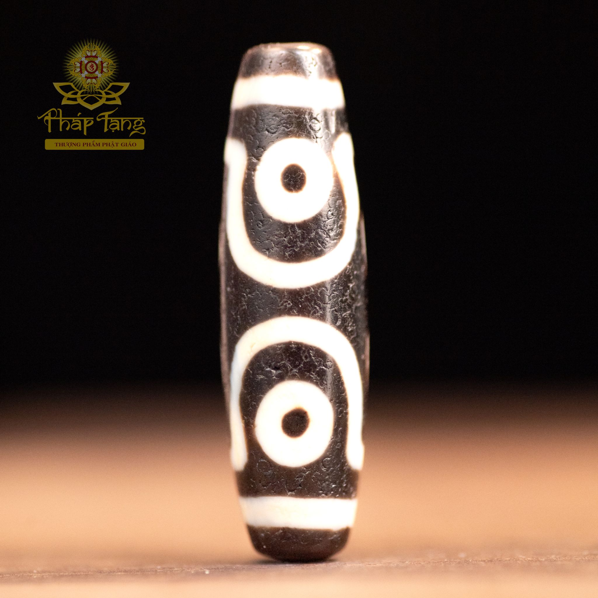 Dzi 7 Mắt Thân Đen (Tibet) 4.5cm - Phật Dược Sư Gia Hộ