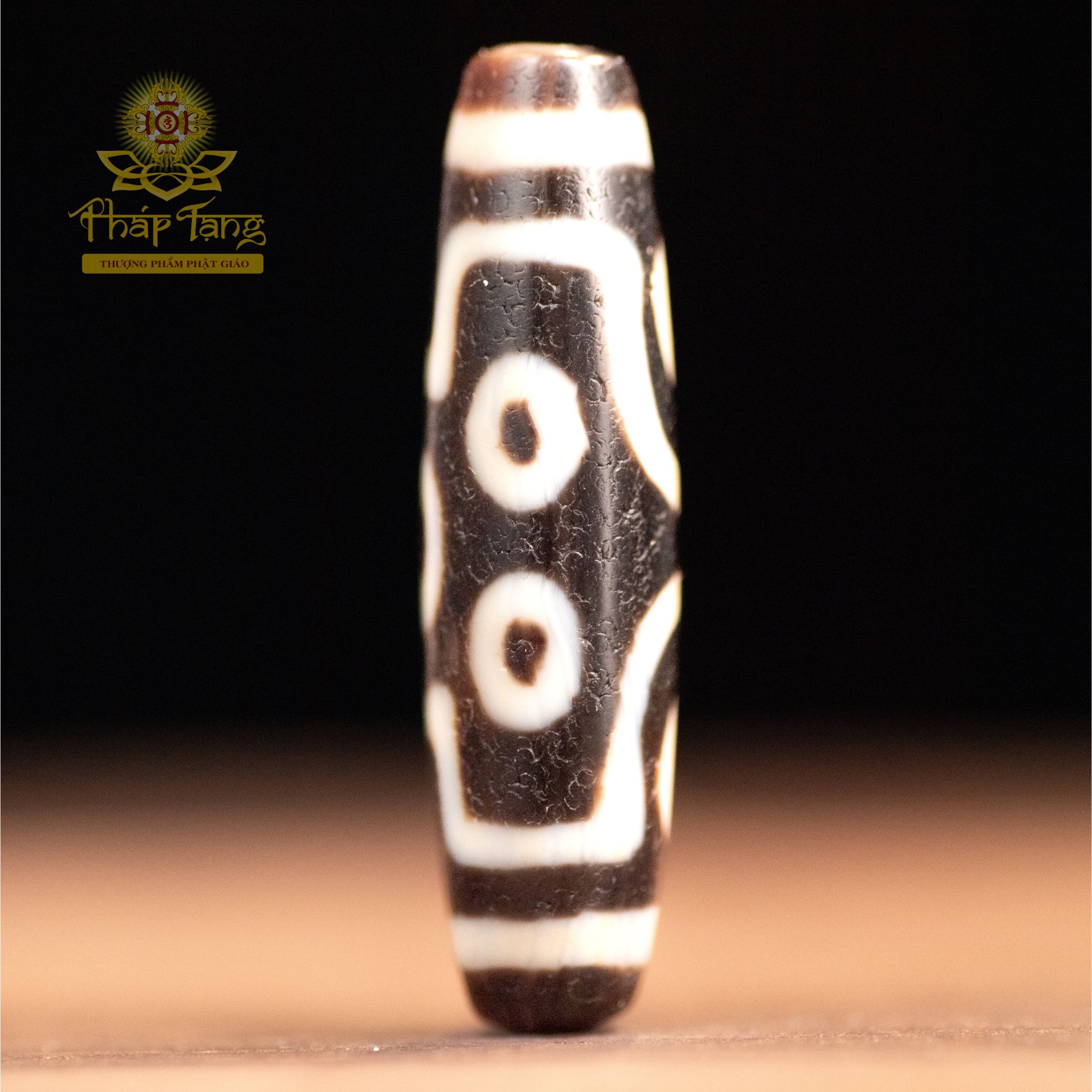 Dzi 7 Mắt Thân Đen (Tibet) 4.5cm - Phật Dược Sư Gia Hộ
