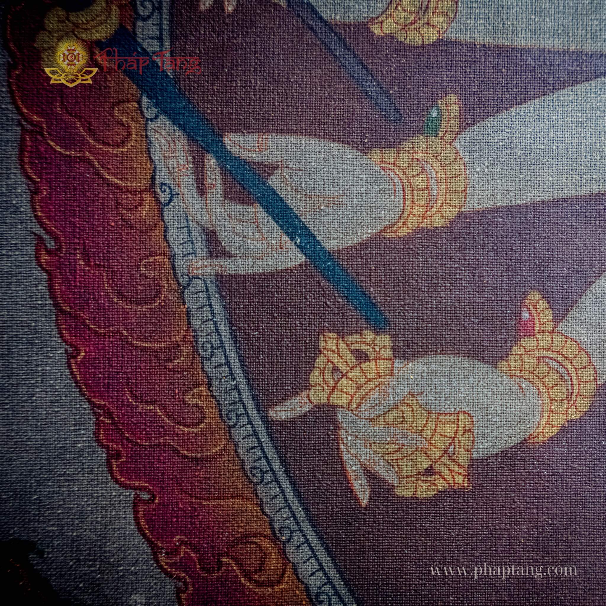 THANGKA BỒ TÁT CHUẨN ĐỀ VẼ TAY XƯA TRÊN 50 NĂM TU VIỆN GOMPA KT 87X67CM