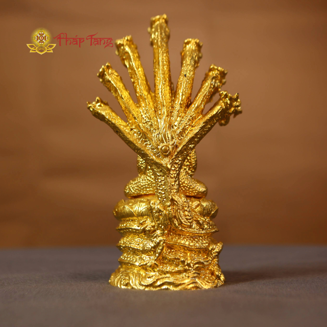 BỒ TÁT QUAN ÂM ĐƯỢC RẮN THẦN NAGA CHE MƯA DÁT VÀNG 20CM