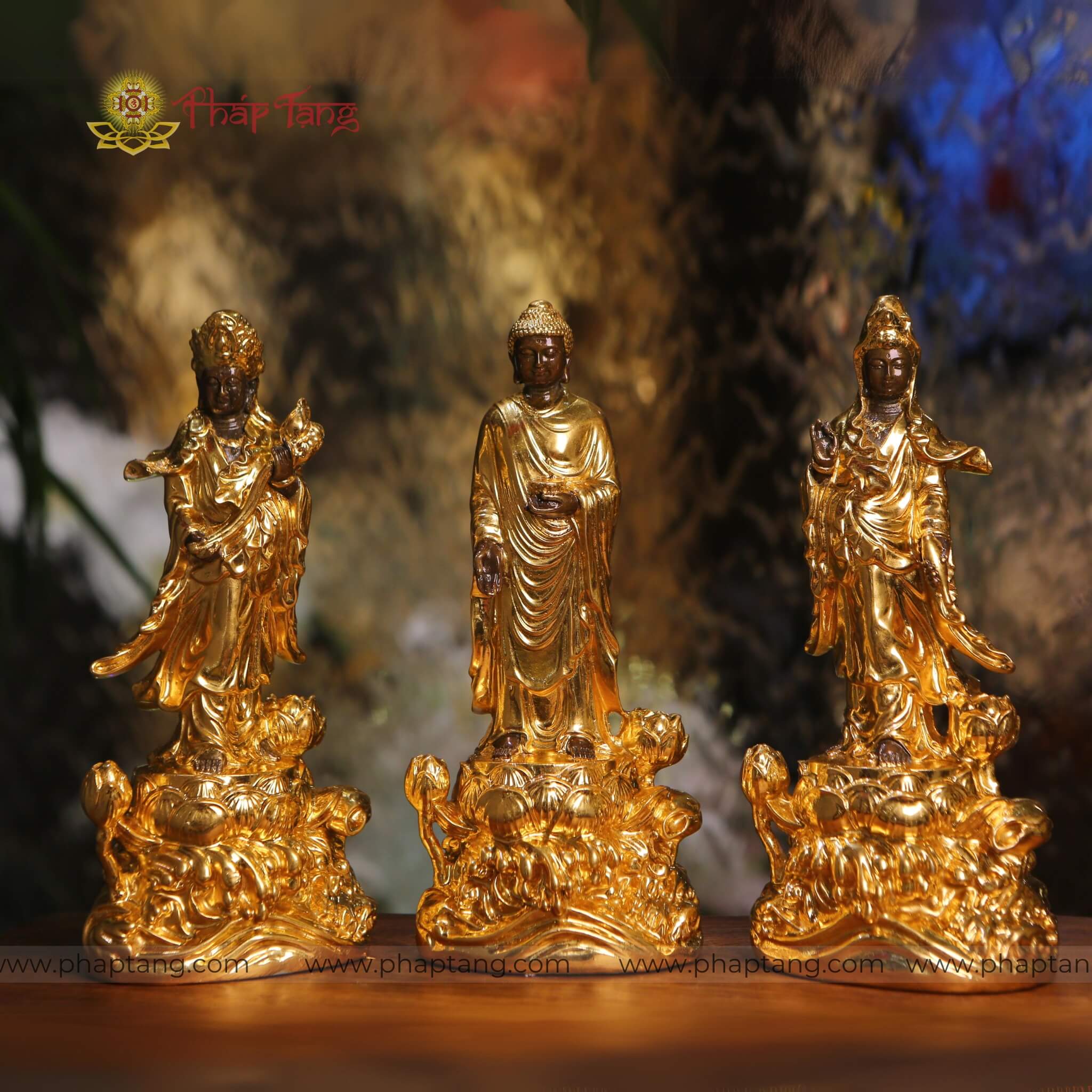 BỘ TÂY PHƯƠNG TAM THÁNG ĐỒNG VN DÁT VÀNG 24K 20CM