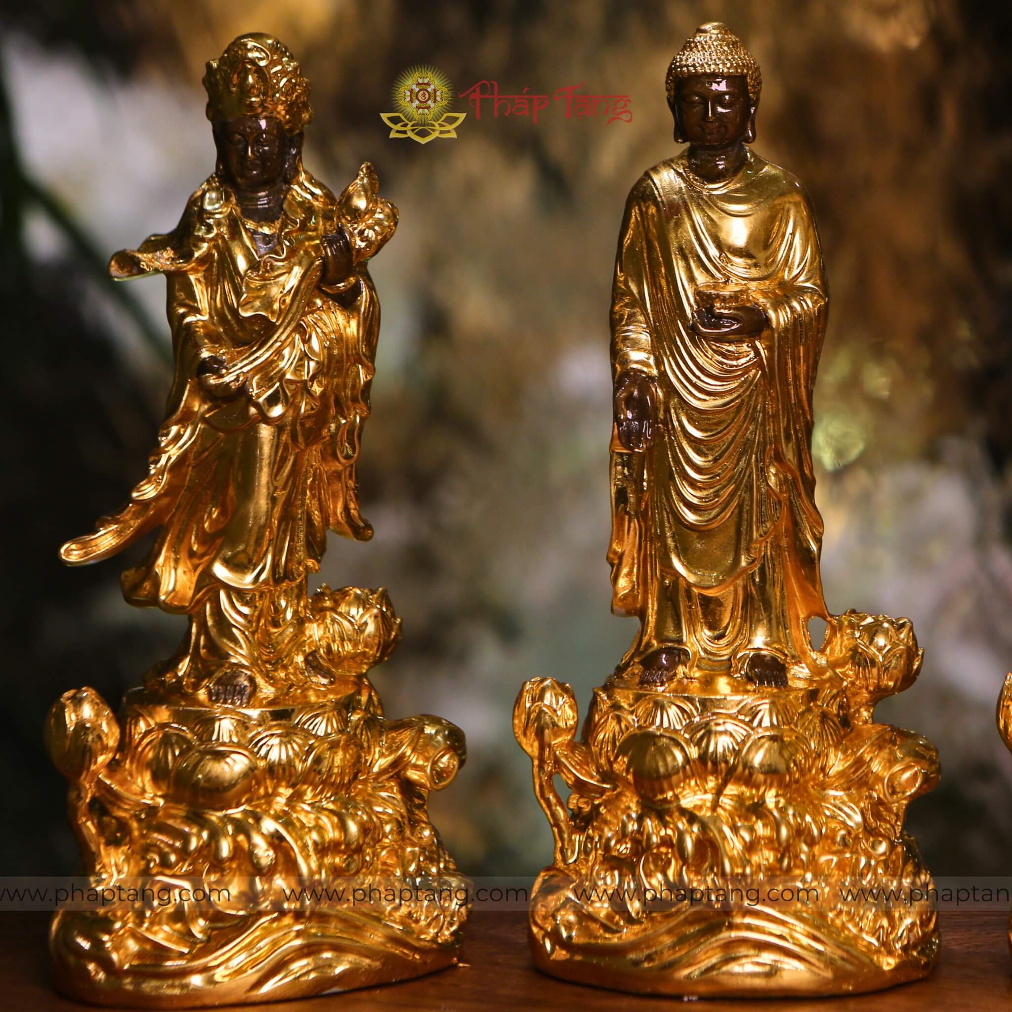 BỘ TÂY PHƯƠNG TAM THÁNG ĐỒNG VN DÁT VÀNG 24K 20CM