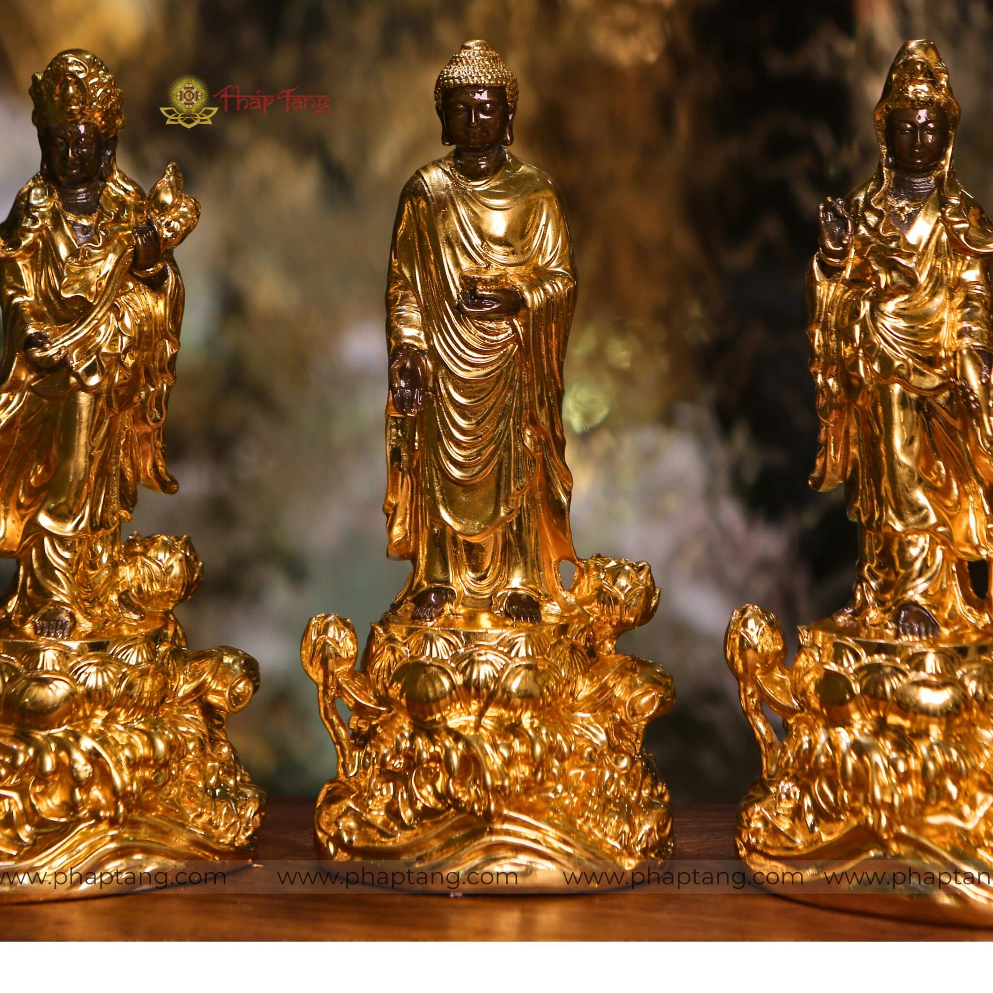 BỘ TÂY PHƯƠNG TAM THÁNG ĐỒNG VN DÁT VÀNG 24K 20CM