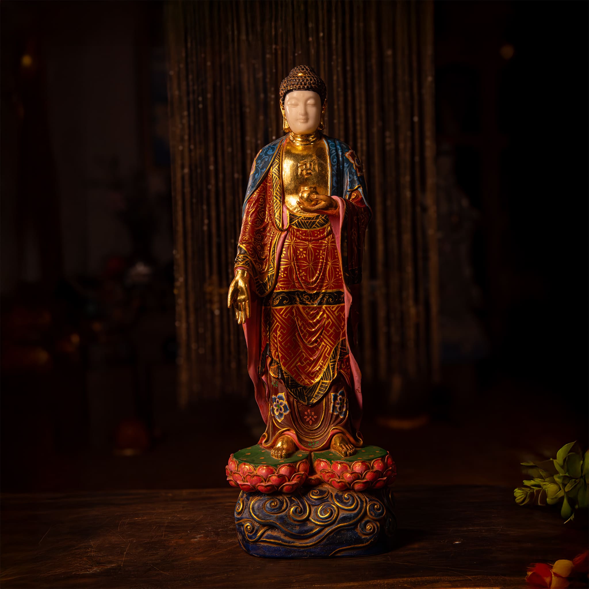 Bộ Thánh Tượng Tây Phương Tam Thánh Bạch Ngọc Xưa Cao 68cm