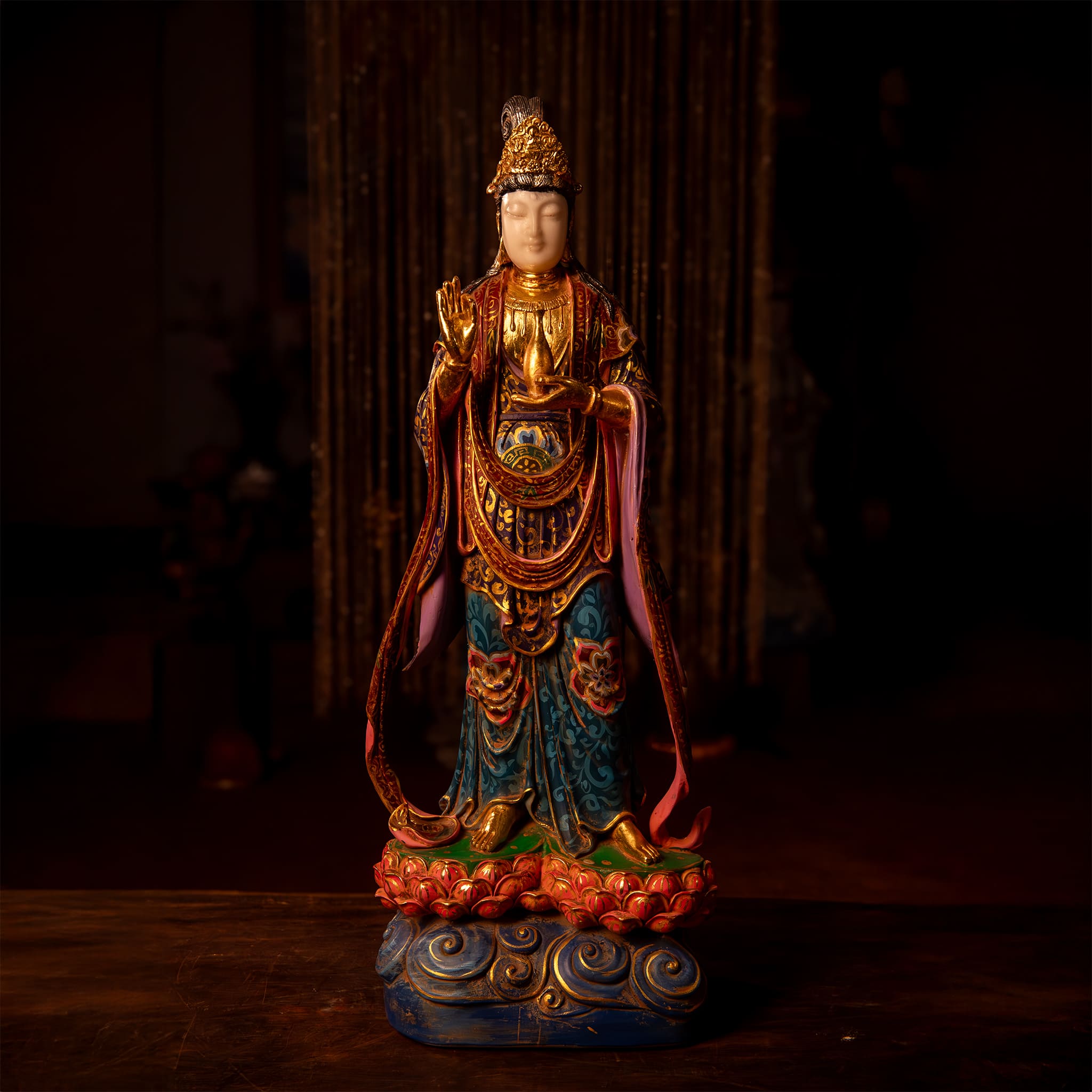 Bộ Thánh Tượng Tây Phương Tam Thánh Bạch Ngọc Xưa Cao 68cm