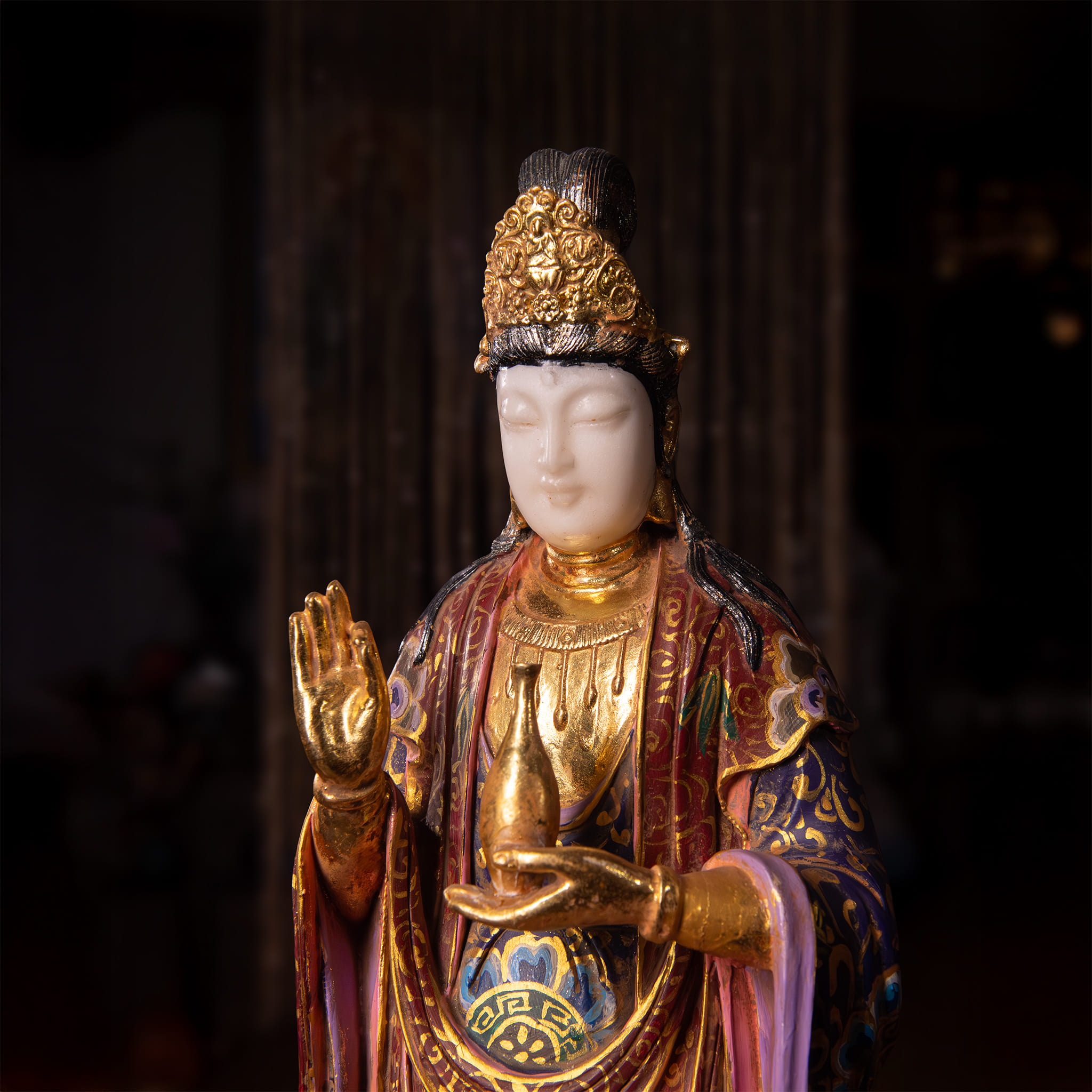 Bộ Thánh Tượng Tây Phương Tam Thánh Bạch Ngọc Xưa Cao 68cm