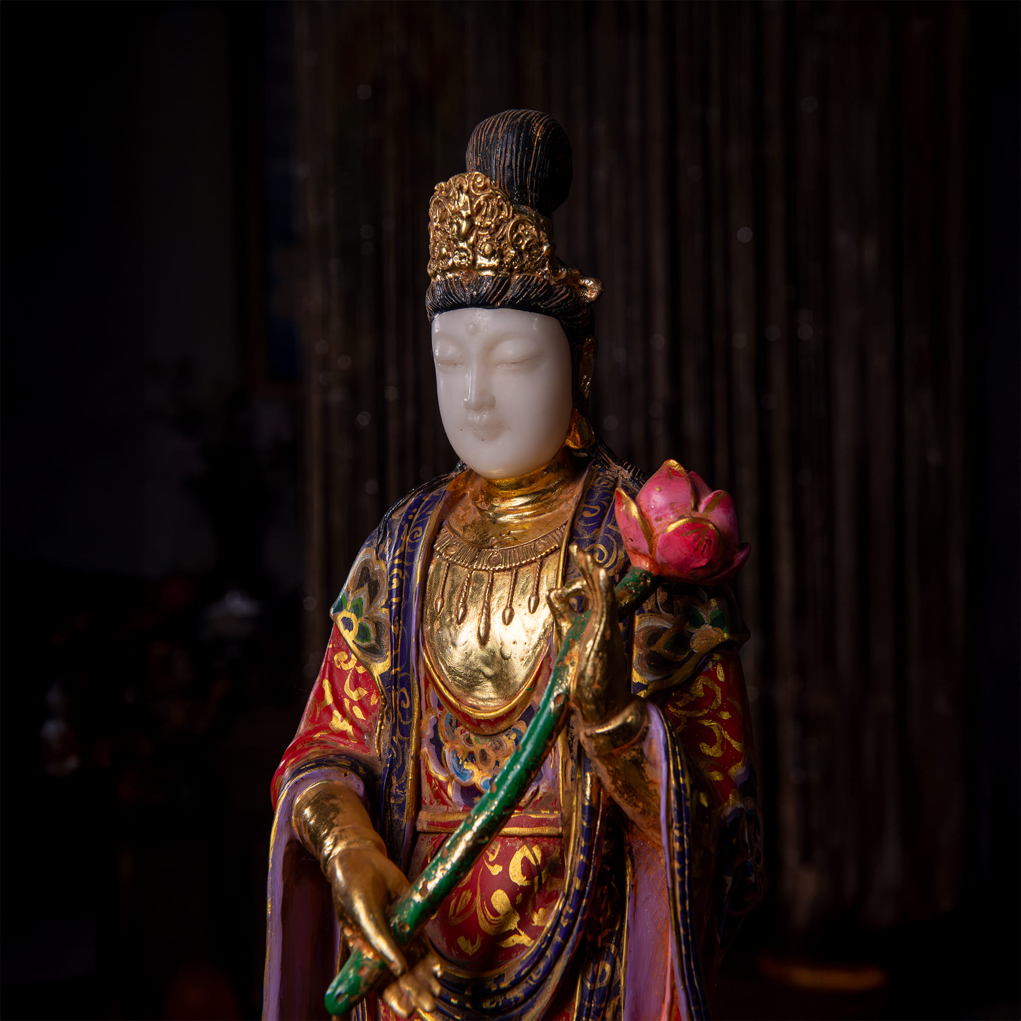 Bộ Thánh Tượng Tây Phương Tam Thánh Bạch Ngọc Xưa Cao 68cm