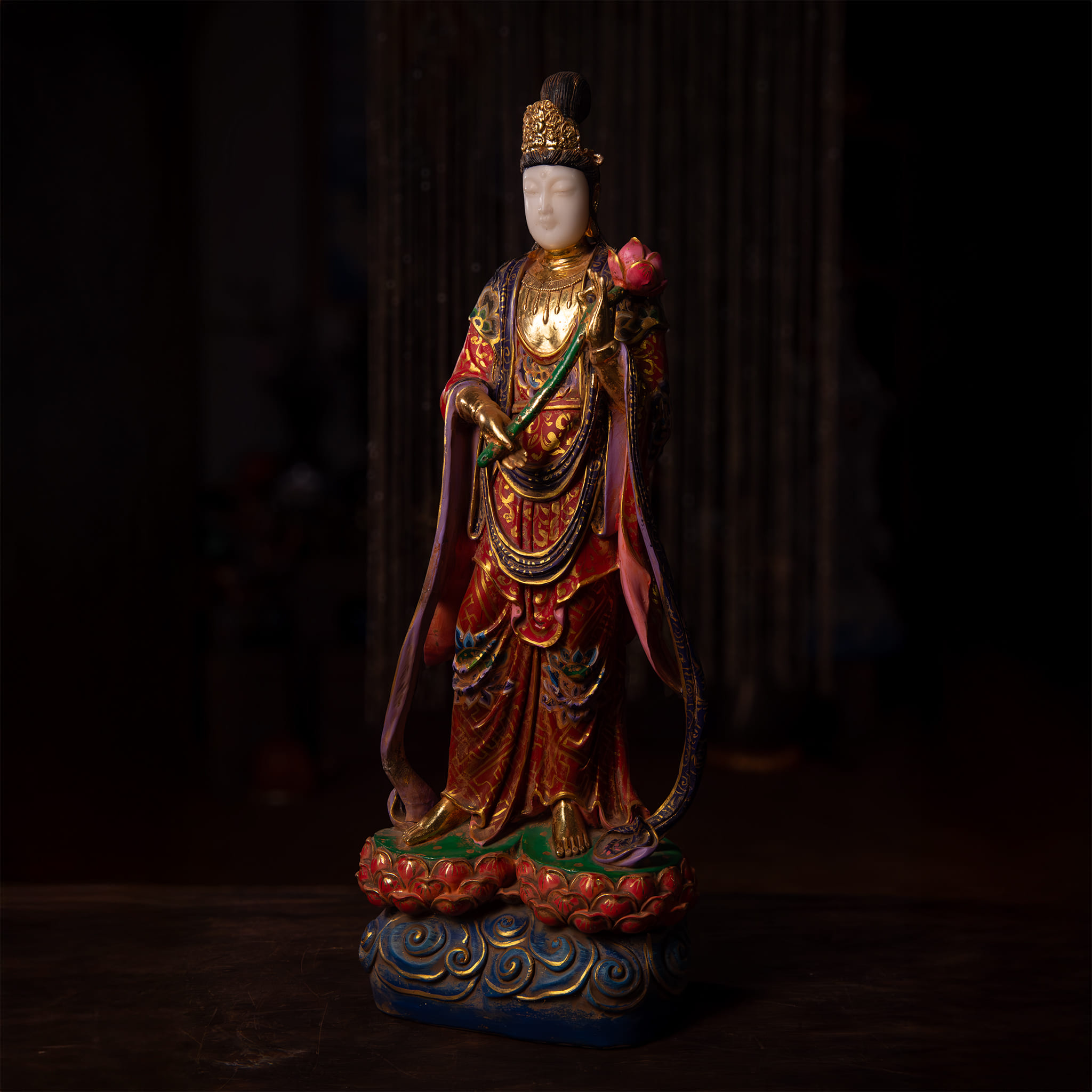 Bộ Thánh Tượng Tây Phương Tam Thánh Bạch Ngọc Xưa Cao 68cm