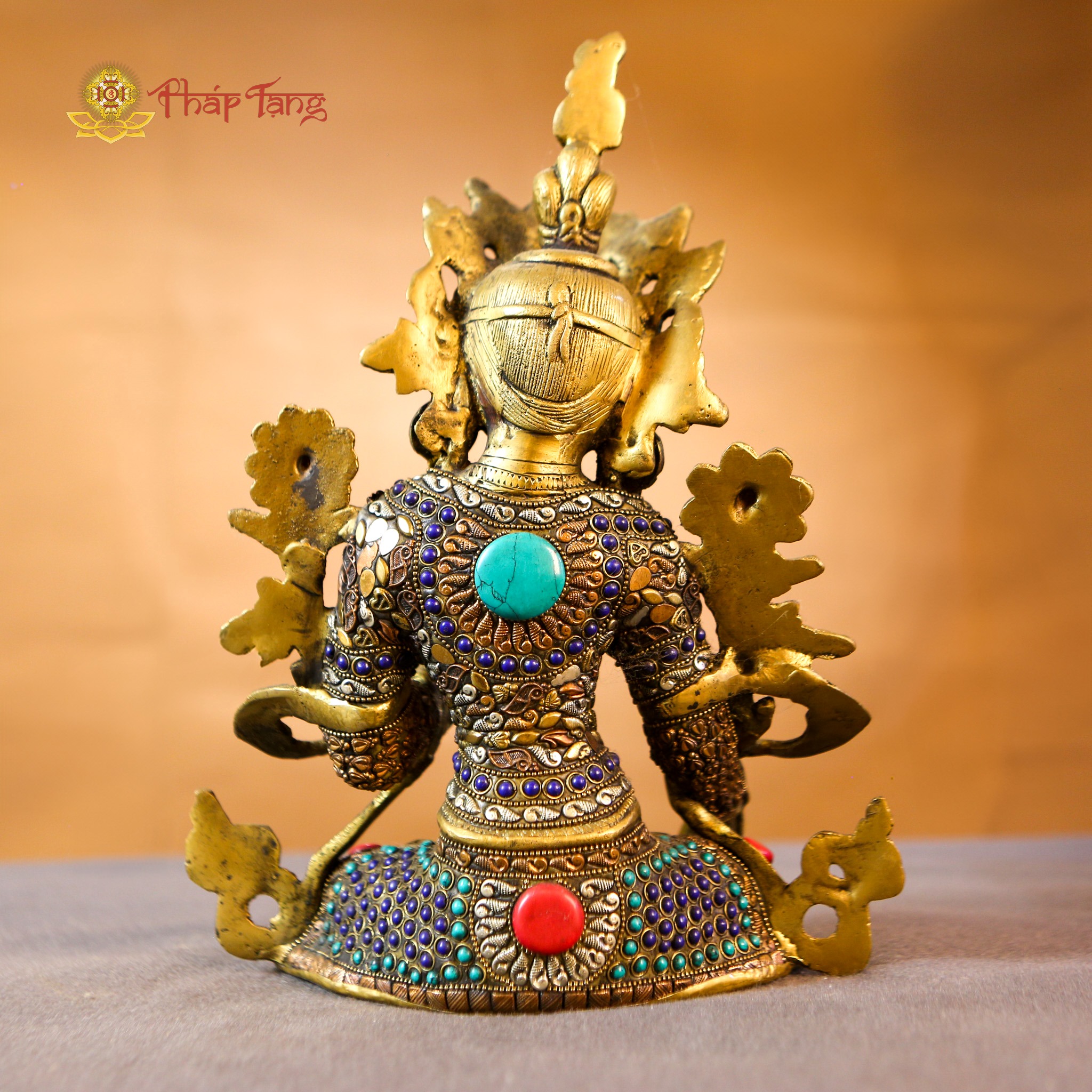 BỒ TÁT TARA TRẮNG ĐỒNG ĐÍNH ĐÁ ẤN ĐỘ 28CM