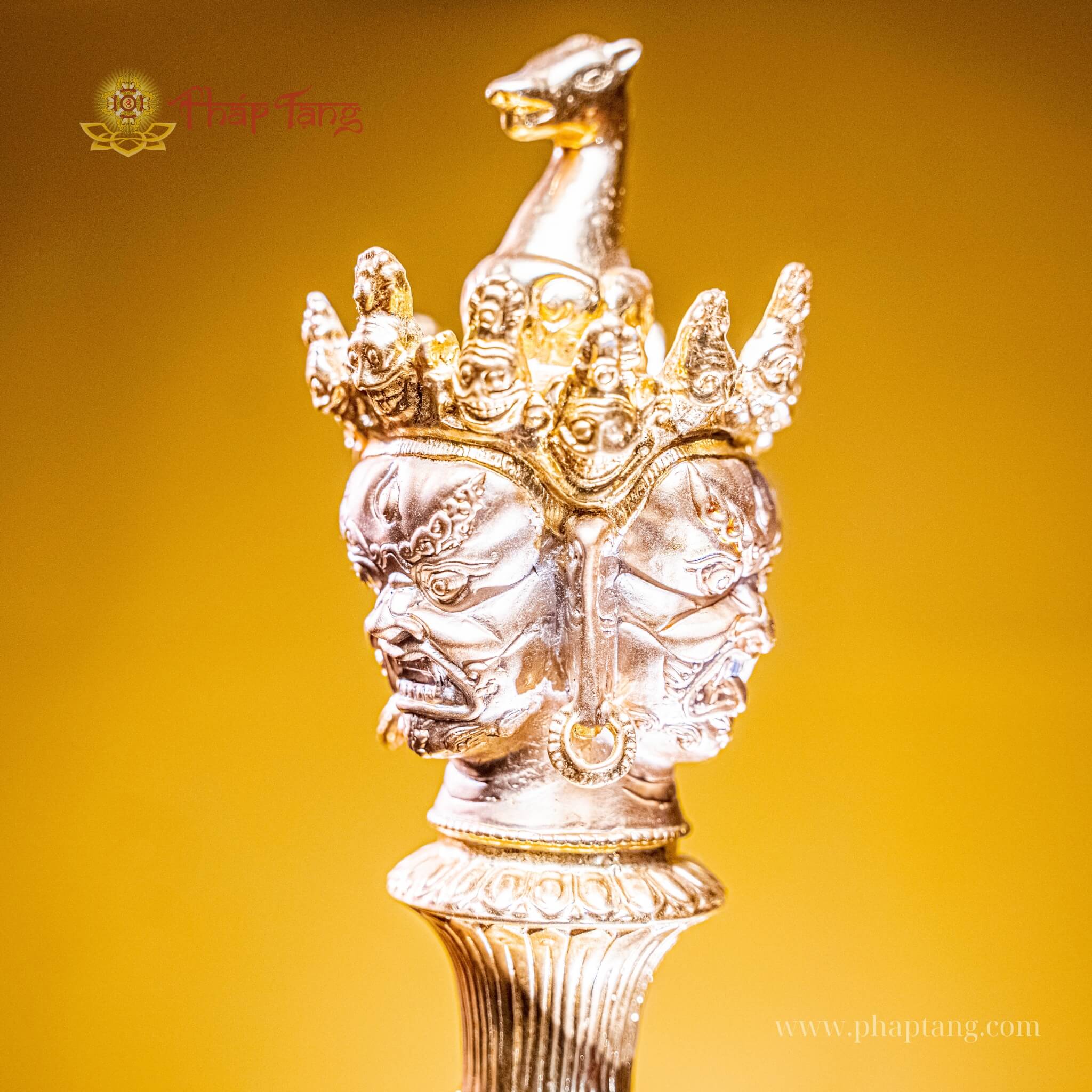 CHÀY PHỔ BA MÃ ĐẦU MINH VƯƠNG ĐỒNG DÁT VÀNG 53CM