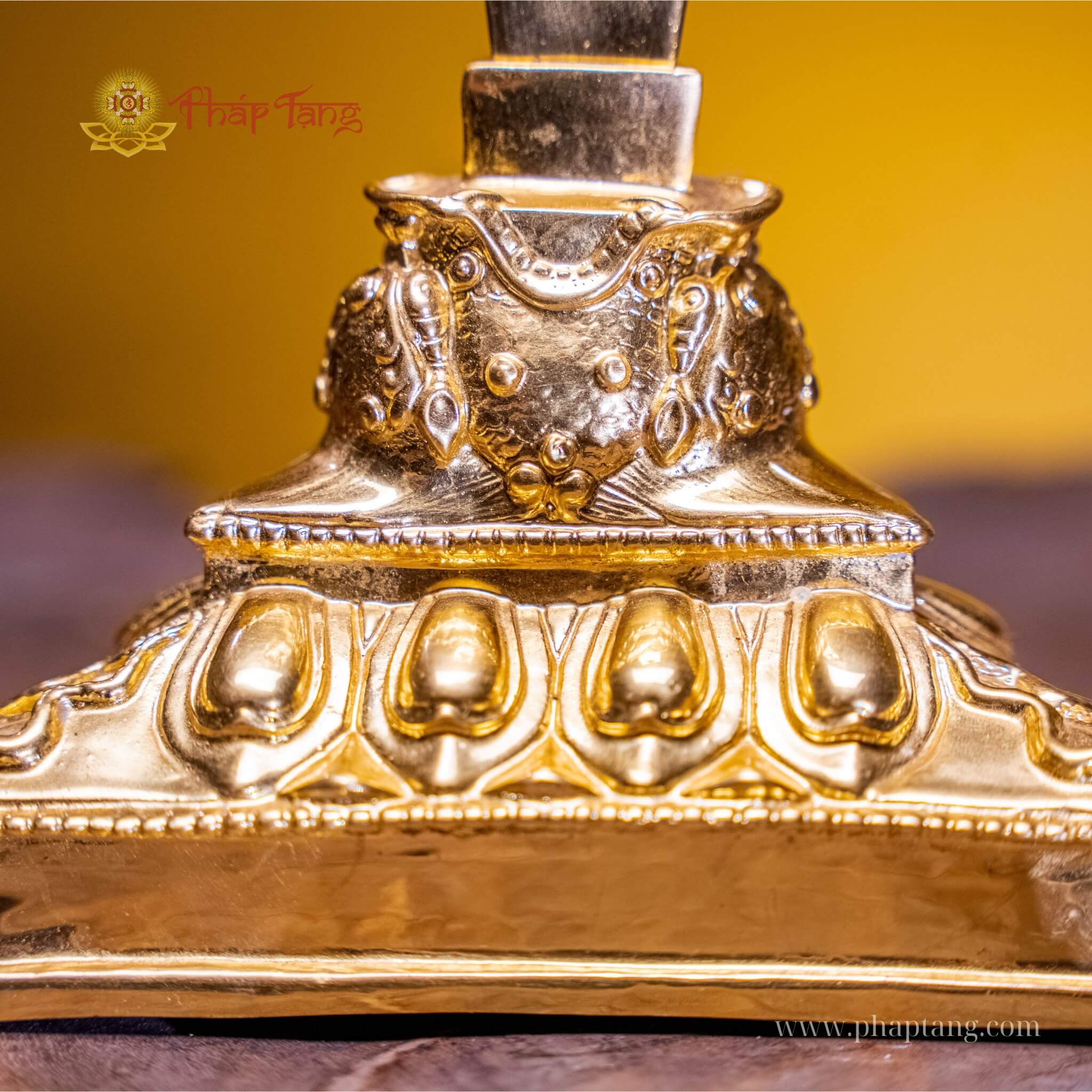 CHÀY PHỔ BA MÃ ĐẦU MINH VƯƠNG ĐỒNG DÁT VÀNG 53CM