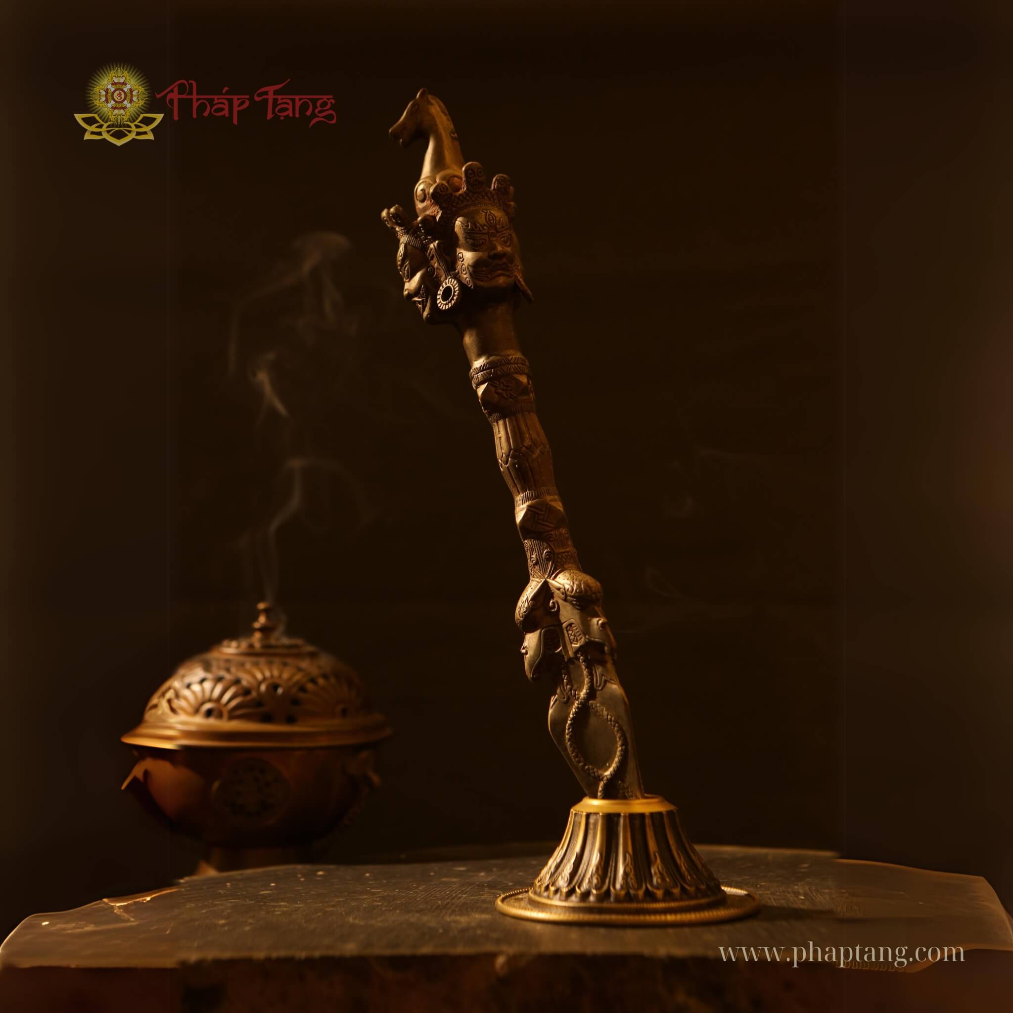 CHÀY PHỔ BA MÃ ĐẦU MINH VƯƠNG ĐỒNG 33CM