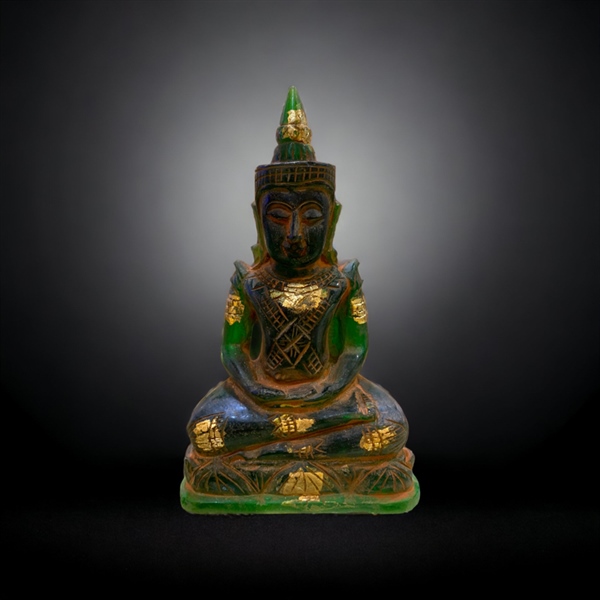 ĐỨC PHẬT BỔN SƯ NGỌC NAGA XANH CỔ 16CM