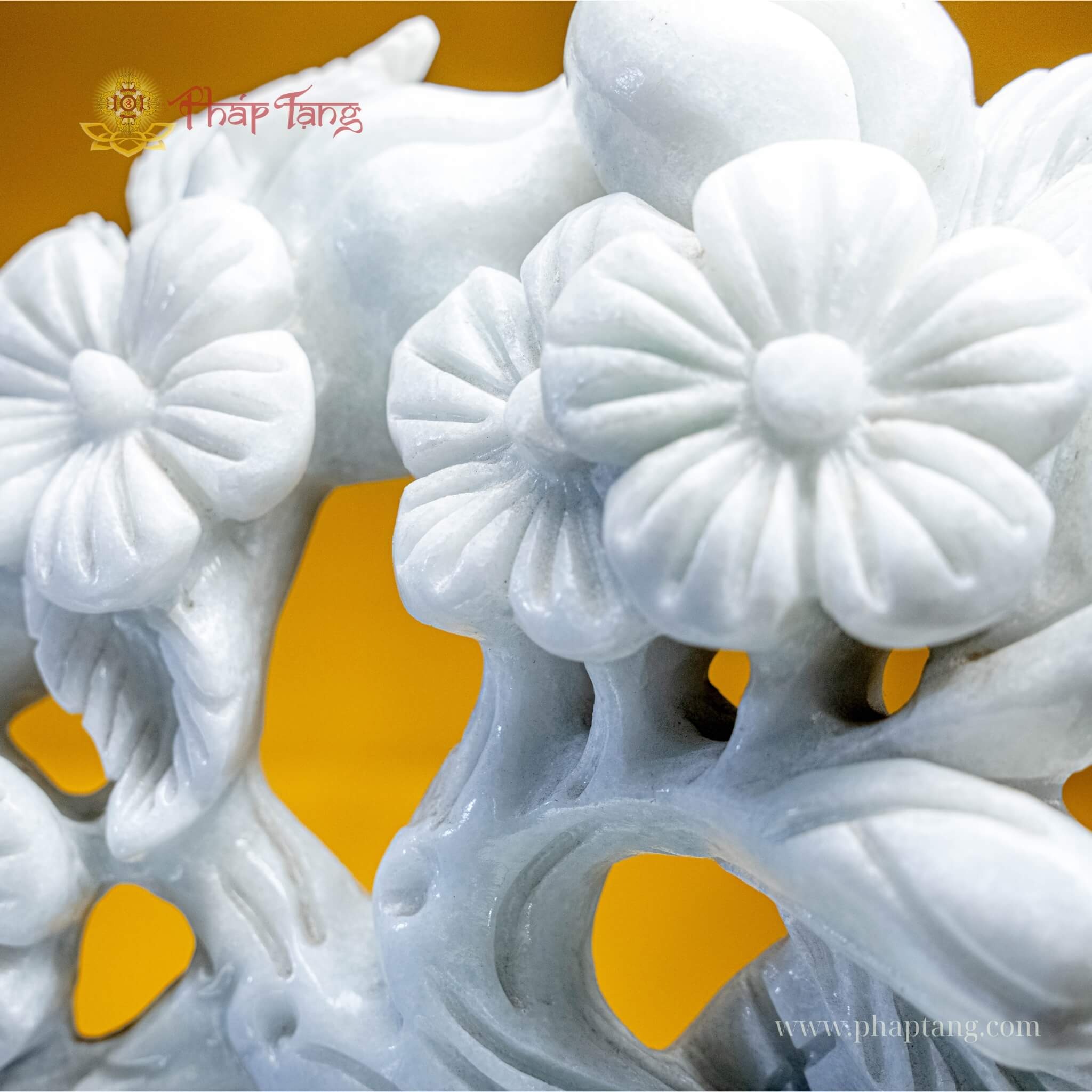 BỒ TÁT DI LẶC VÁC CÀNH ĐÀO ĐỨNG CẨM THẠCH XANH VN 70CM